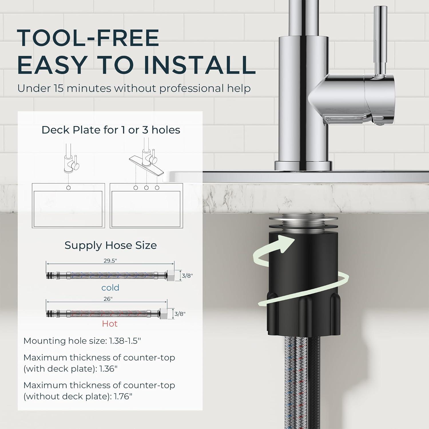 GAGALIFE Single Handle Pull Down Sprayer Kitchen Faucet High Arc Stainless Steel Faucet with 3-Function Sprayer JJL-CL-PT-SDP-C