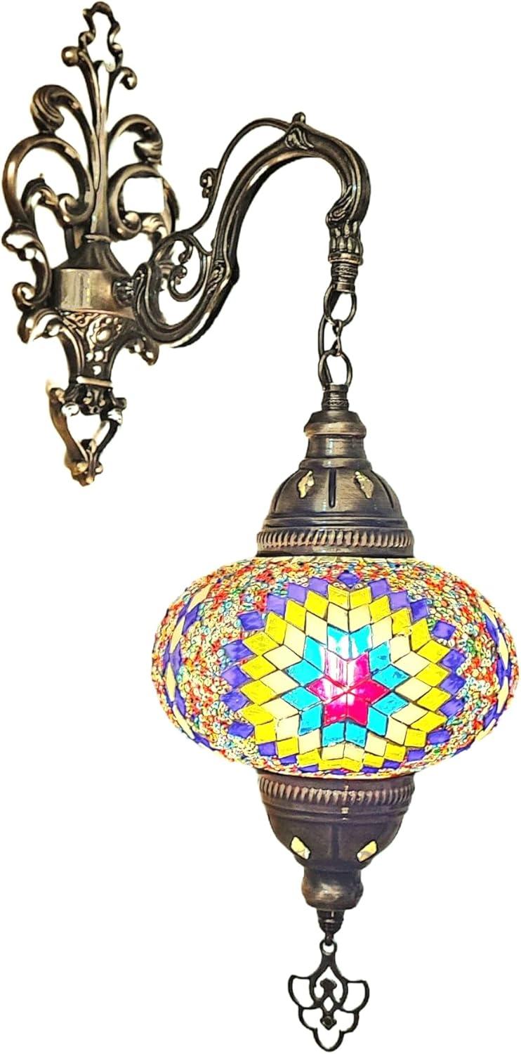 Angora Tonalli Wall Lamp - Large Globe | Turkish Wall Sconce Lamp for Living Decor (15.75")