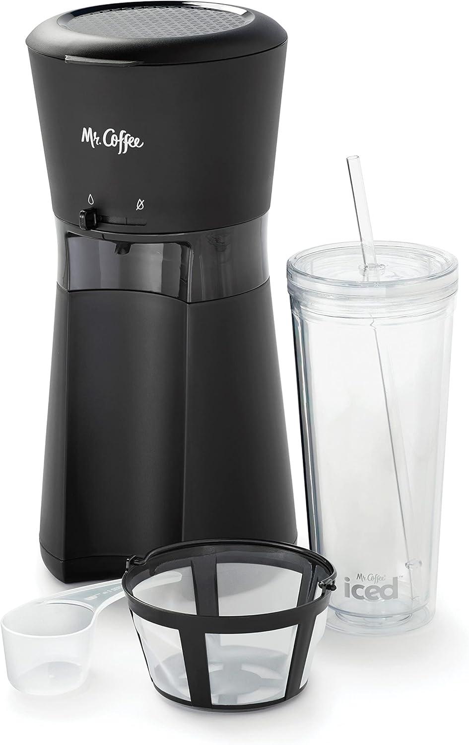 Sleek Black Programmable Iced Coffee Maker with Reusable Filter