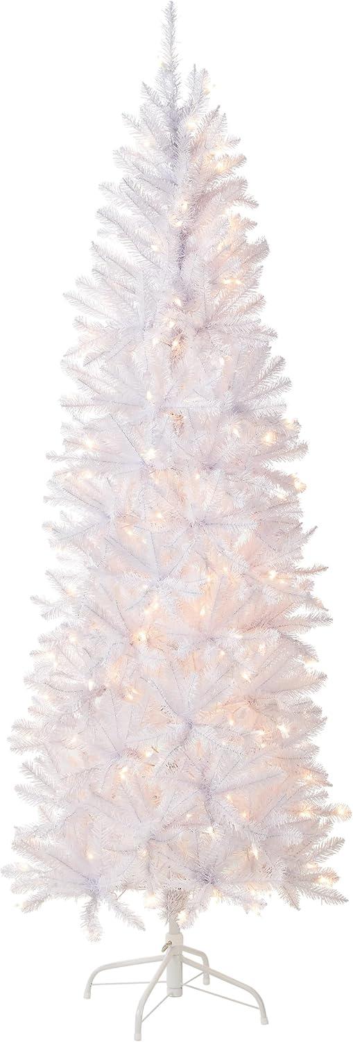 Prelit Slim White Kingswood Fir Artificial Christmas Tree Clear Lights - National Tree Company