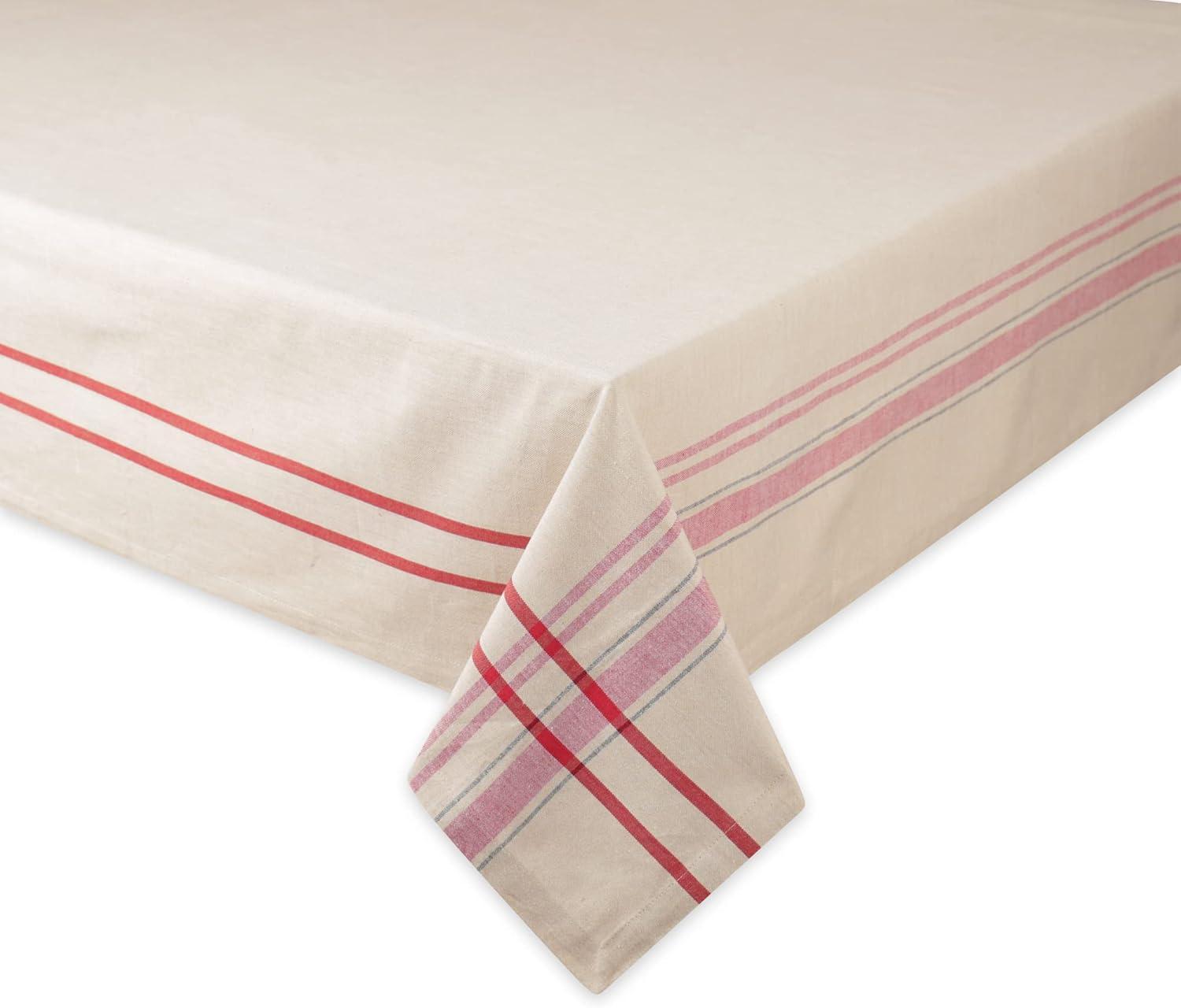 Design Imports French Stripe Red Tablecloth 60 X 120", Seats 10-12