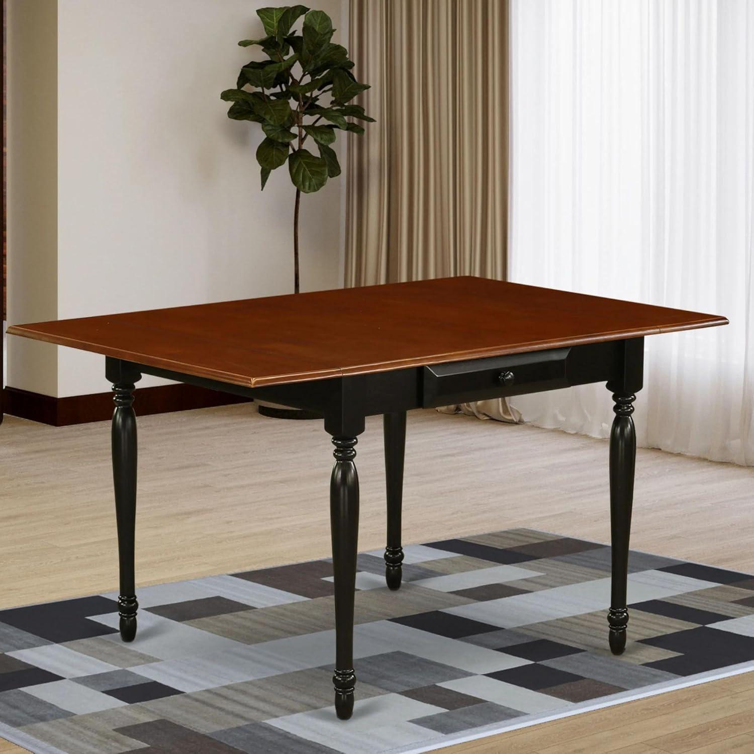 East West Furniture Monza Rectangular Wood Dining Table in Black/Cherry