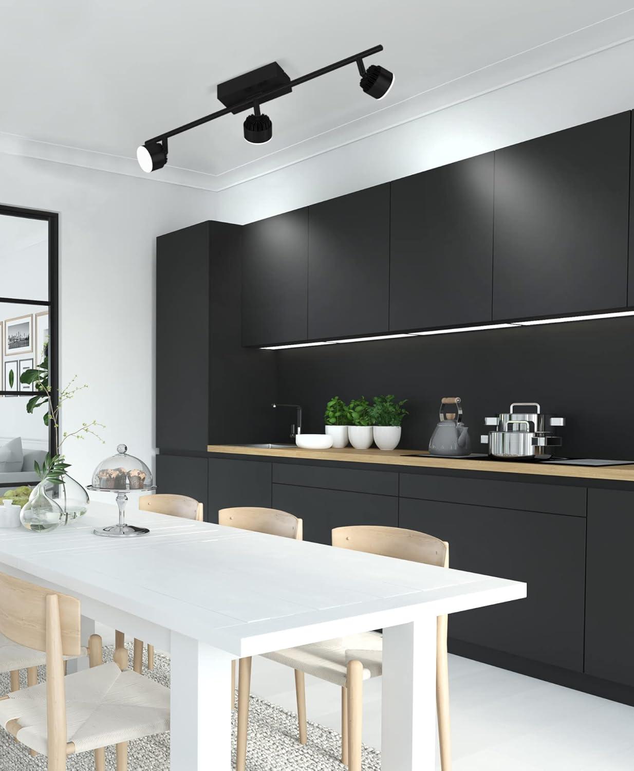 EGLO Armento - 3 Lt LED Fixed Track Light w/a Black Finish and Black Adjustable Shades