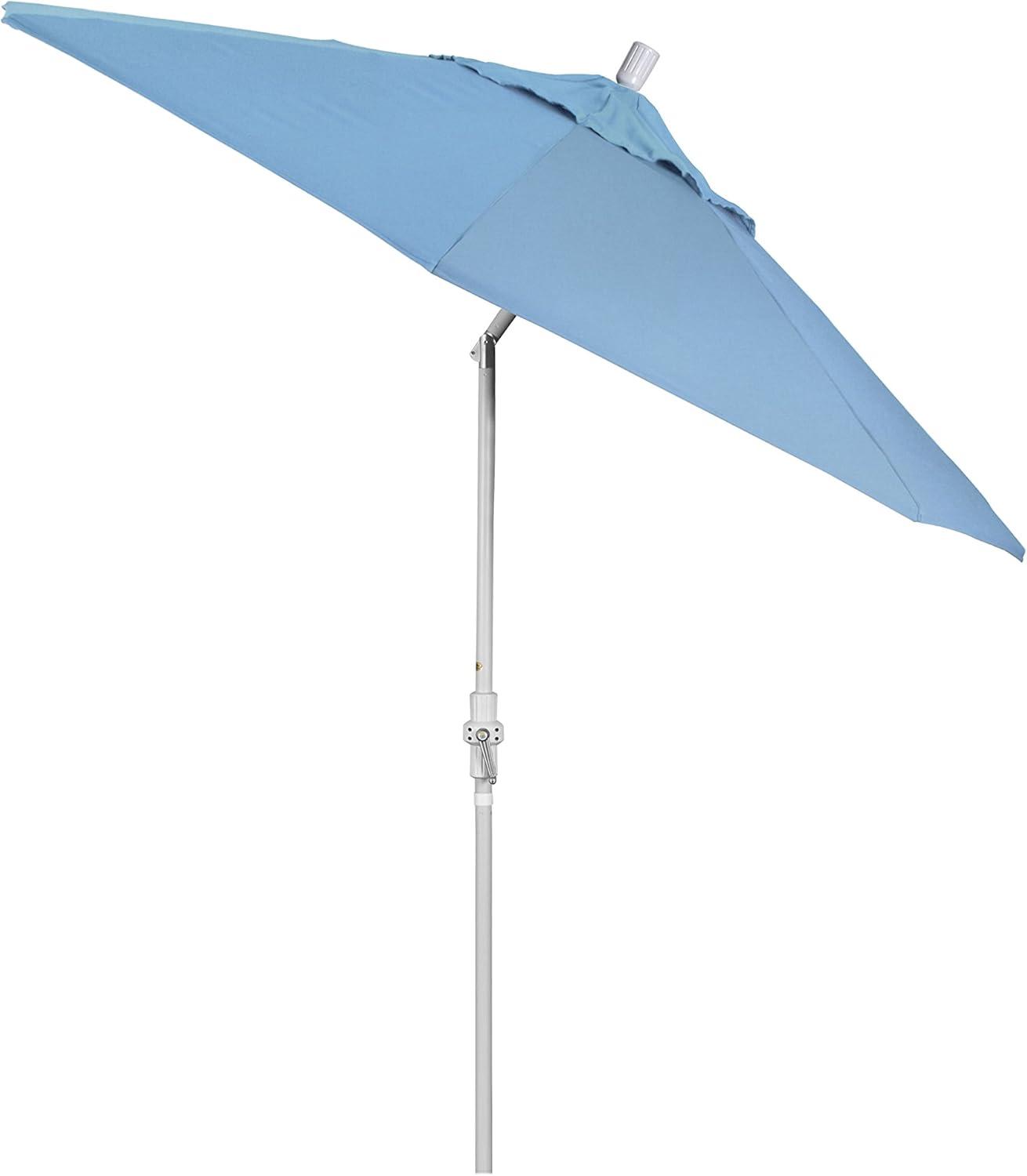 9 ft Air Blue Sunbrella Patio Umbrella with White Aluminum Pole