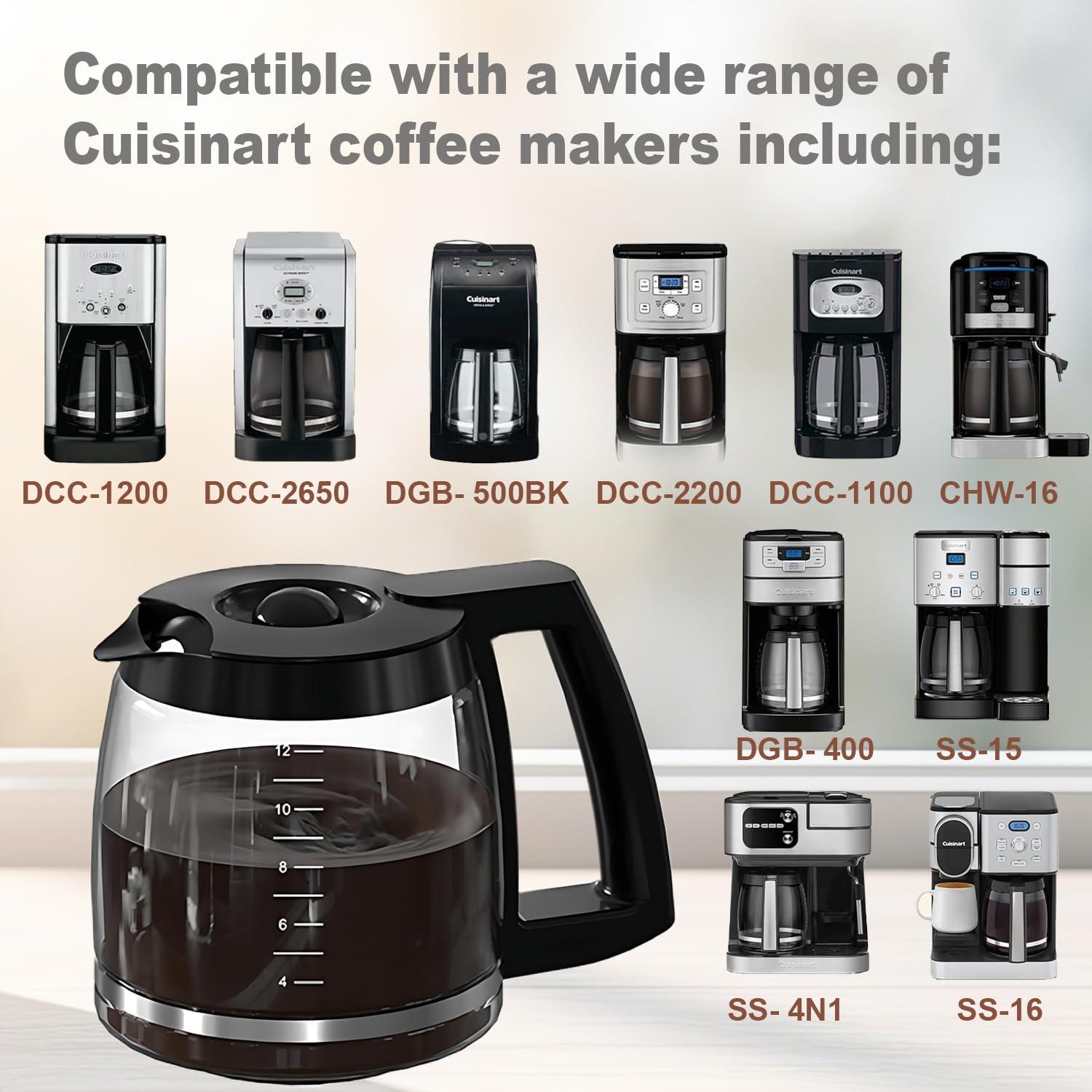 Stack man 12-Cup Replacement Glass Coffee Carafe For Cuisinart Coffee Maker Models DCC-1200, DCC-1100BK, DCC-2650, CHW-12, CHW-12P1, DGB-550BK, DGB-550BK1, DGB-625BC, DGB-700BC, And SS-12 | Part# DCC-1200PRC