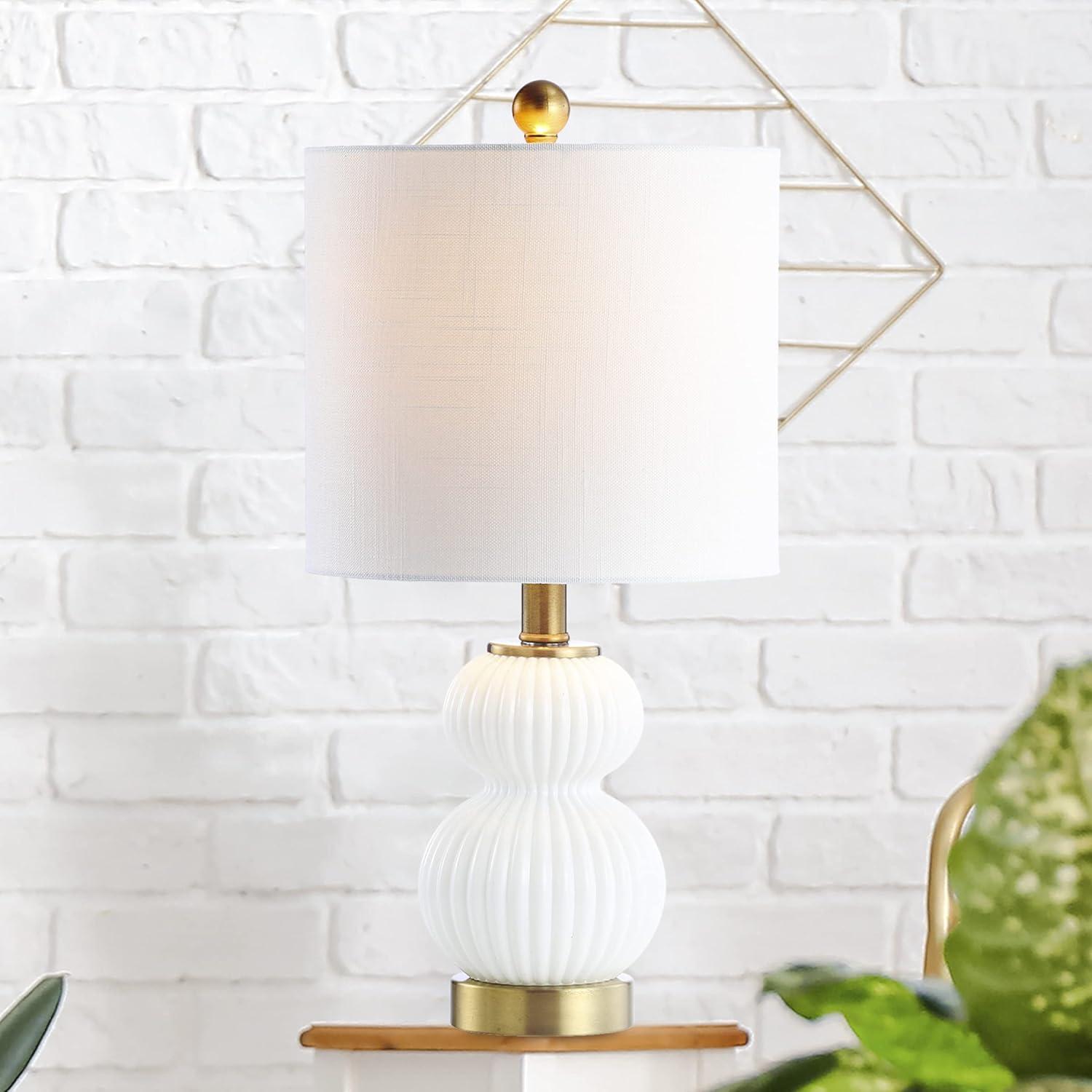 Daphne 20" White and Brass Ribbed Metal Table Lamp