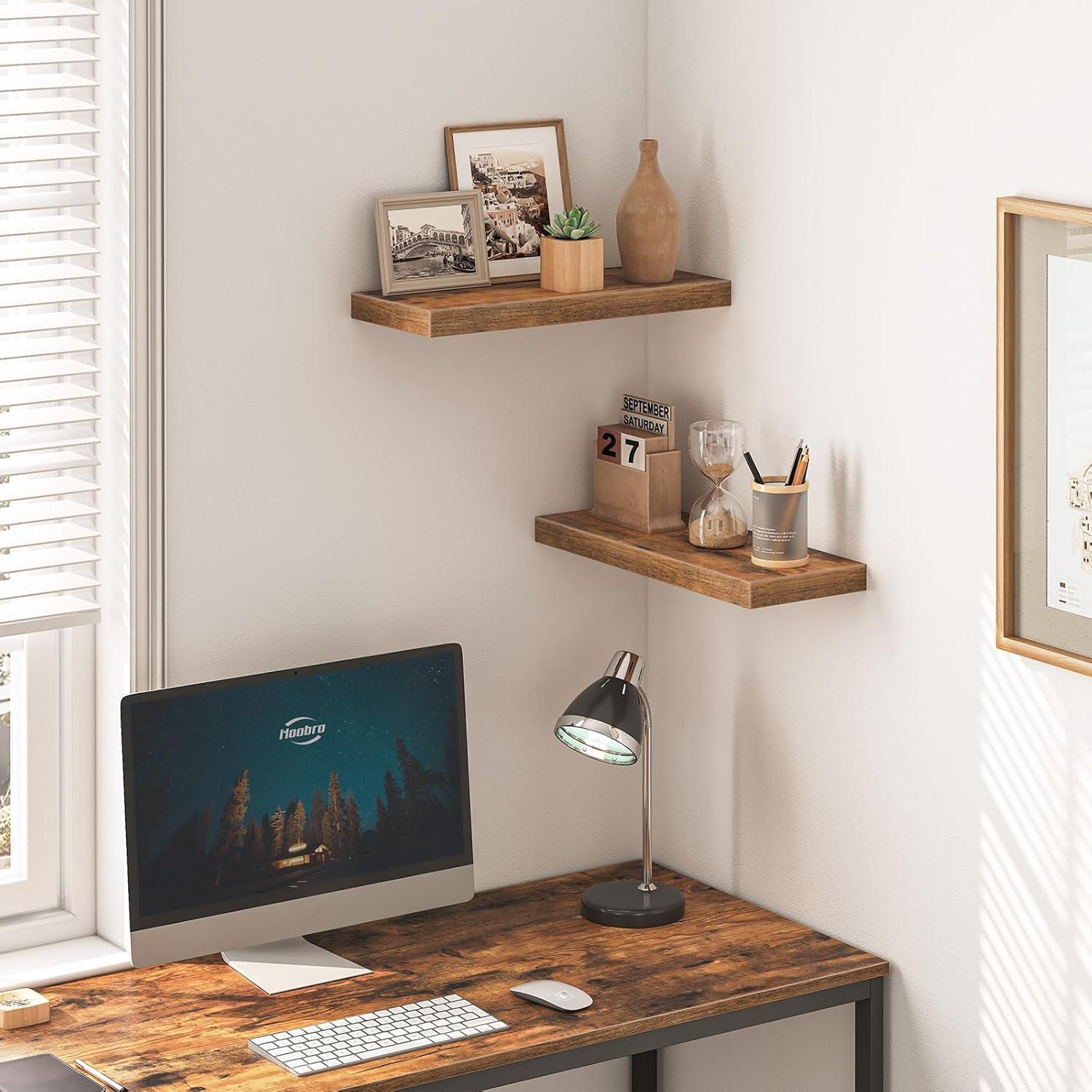 Rustic Brown 31.5" Wall Mounted Floating Shelves Set