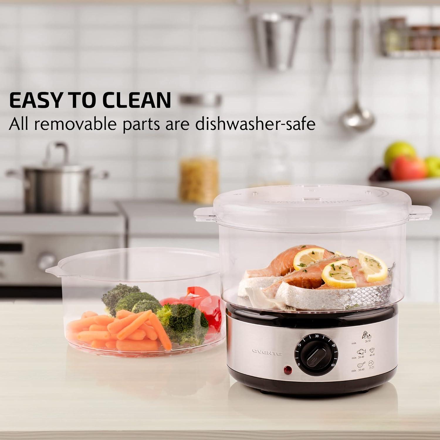 OVENTE 2-Tier Electric Food Steamer 5 Quarts Total Capacity