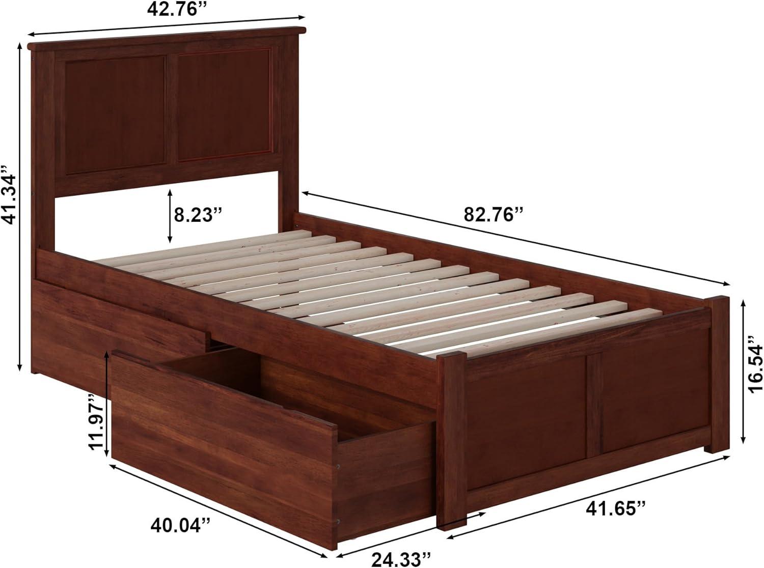 Madison Platform Bed with Flat Panel Foot Board and 2 Urban Bed Drawers in Multiple Colors and Sizes