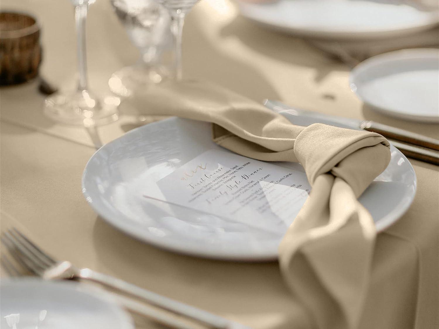 Gee Di Moda Cloth Napkins - 17 x 17 Inch - Heavy Duty Washable Polyester - Set of 12 - Beige