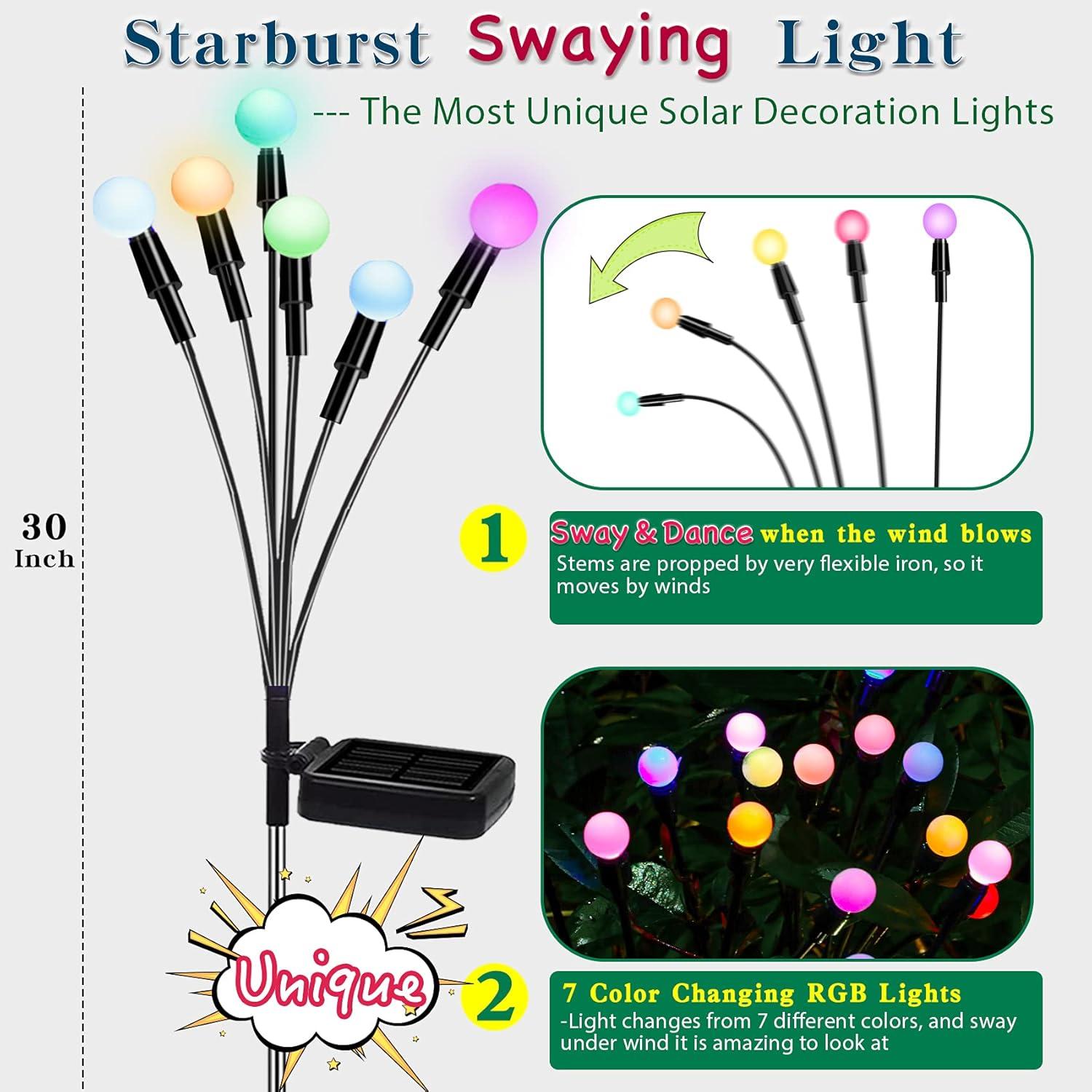 Color Changing Solar Starburst Swaying Garden Lights