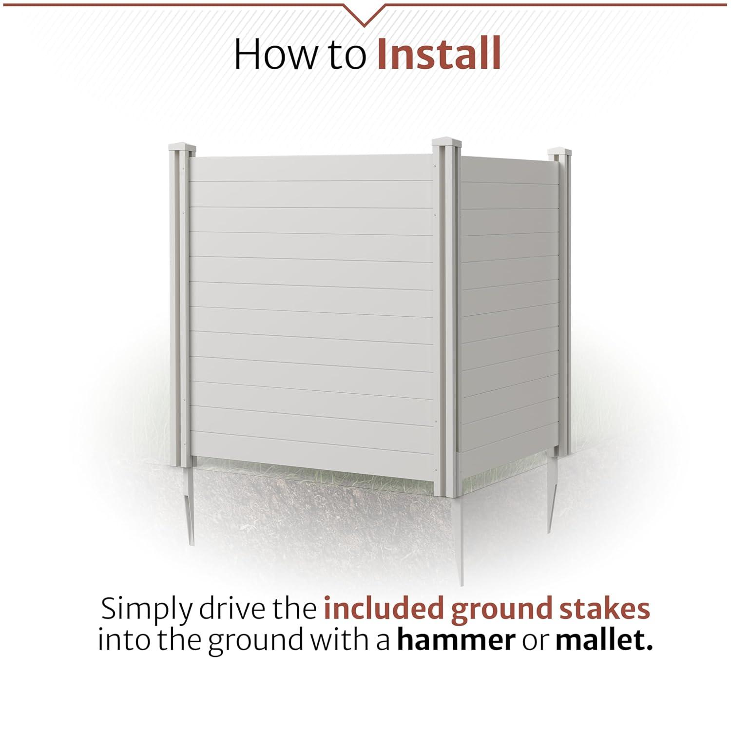 4ft H x 4ft W (2 Panels) No Dig Enclo Premium White Vinyl Privacy Screen, Outdoor Privacy Panels, Use As Air Conditioner Fence, Trash Can Enclosure, Pool Equipment Enclosure, ZP19014