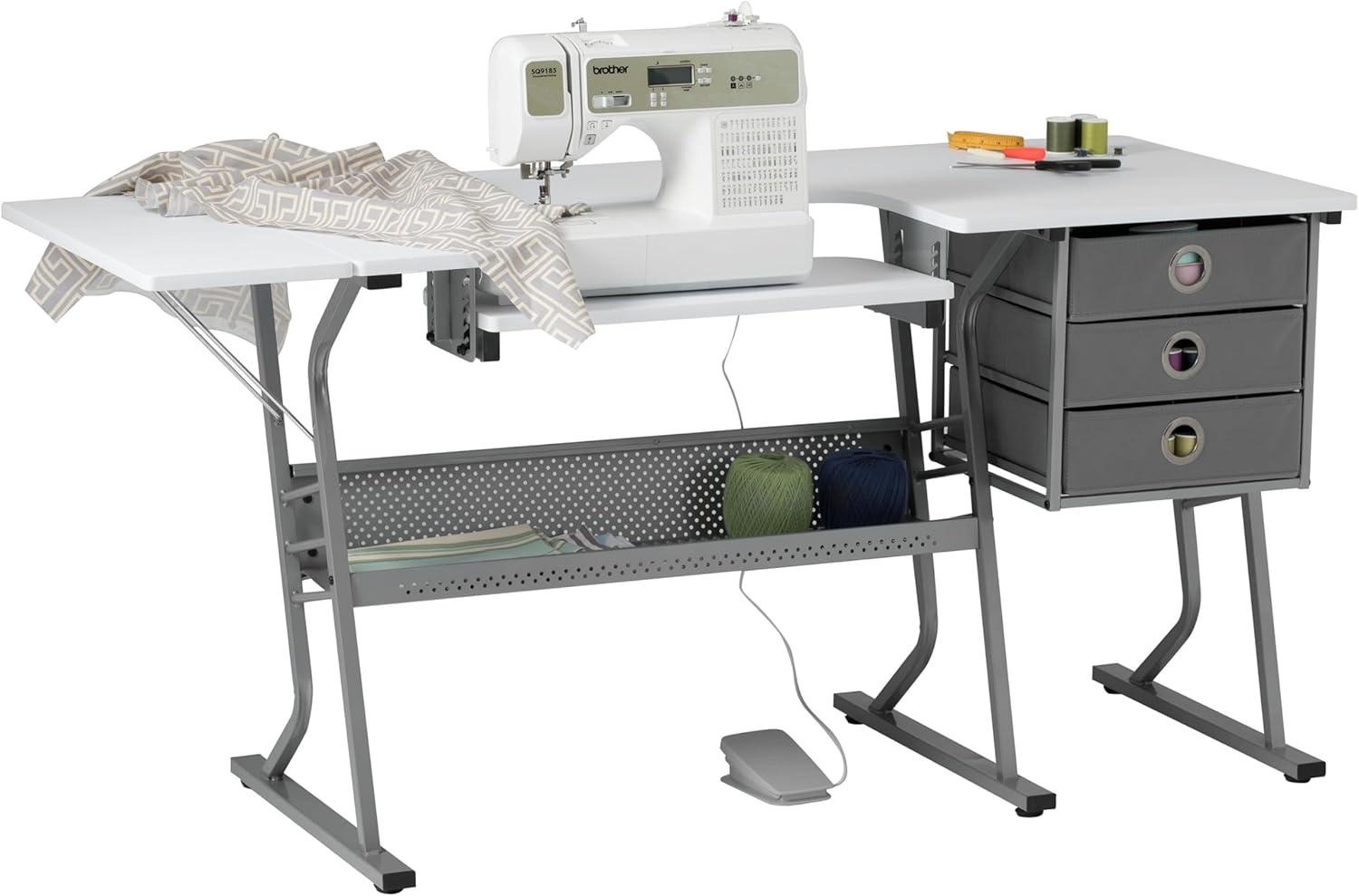 60.25'' x 23.75'' Sewing Table with Sewing Machine Platform