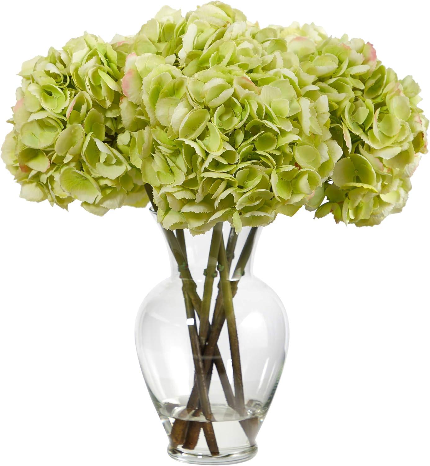 Elegant Hydrangea Artificial Arrangement in Glass Vase, 23" High