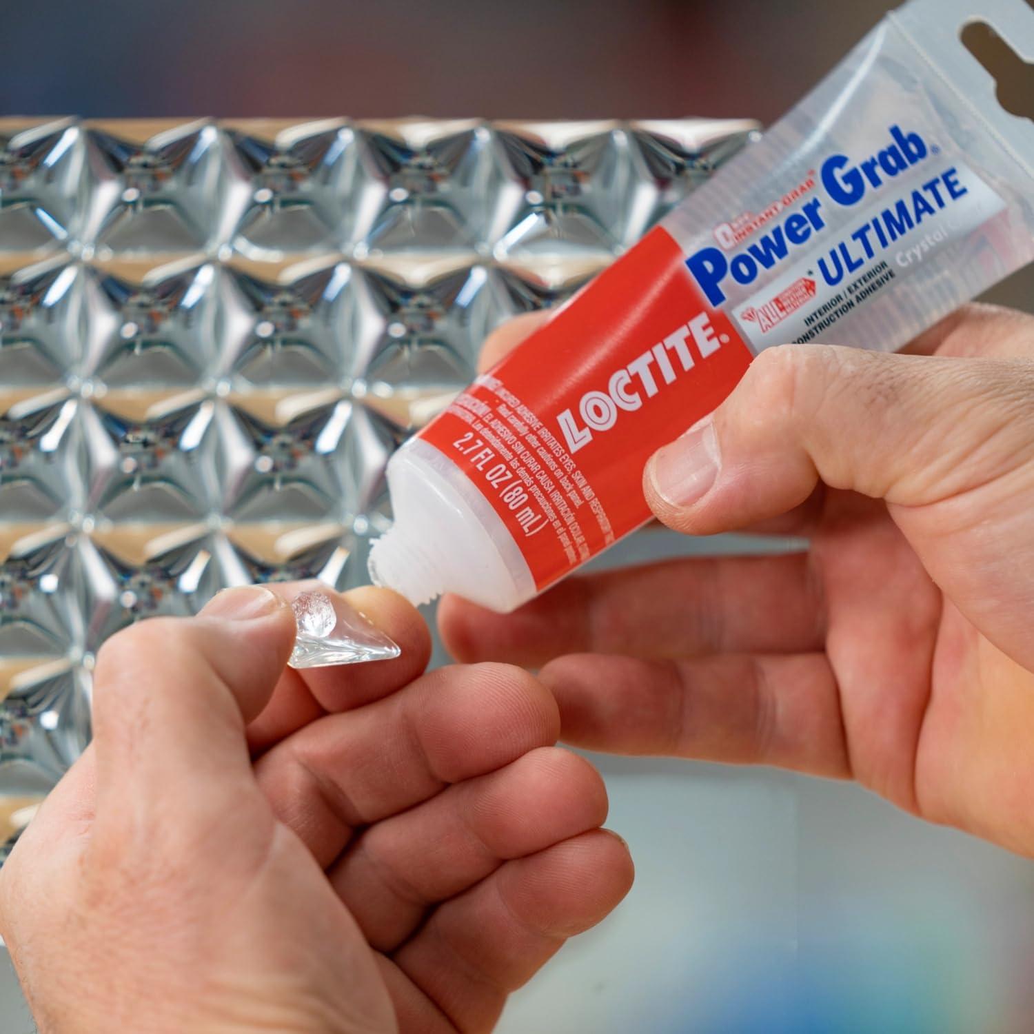 Loctite Power Grab Construction Adhesive Ultimate Crystal Clear, Pack of 1, Clear 2.7 fl oz Tube