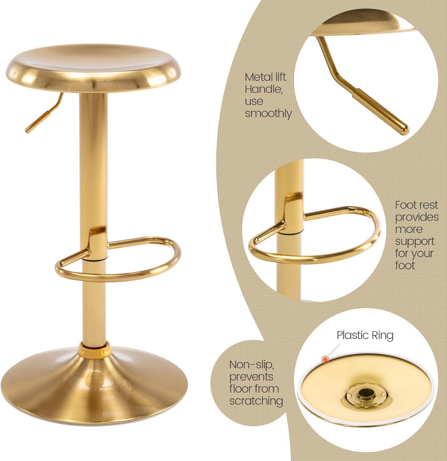 Gold Adjustable Swivel Backless Metal Bar Stool