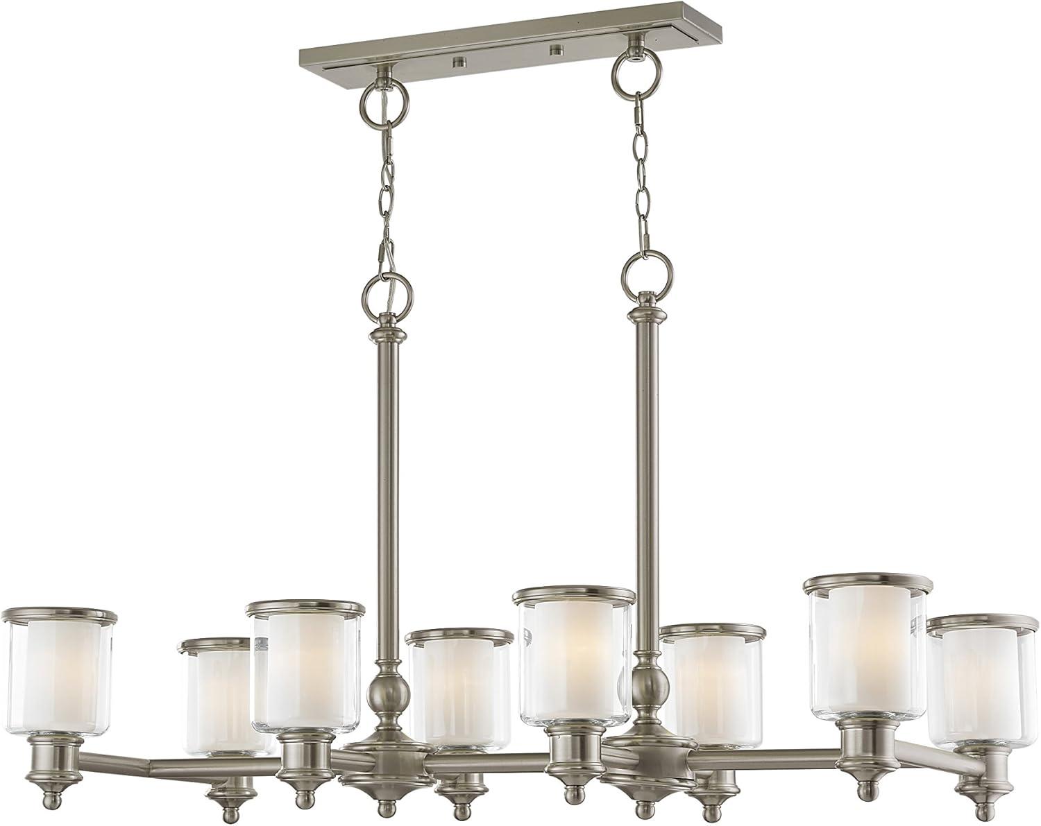 Livex Lighting 40208-91 Transitional Eight Light Linear Chandelier from Middlebush Collection in Pwt, Nckl, B/S, Slvr. Finish, 41.75 inches, 24.50x41.75x20.00, Brushed Nickel