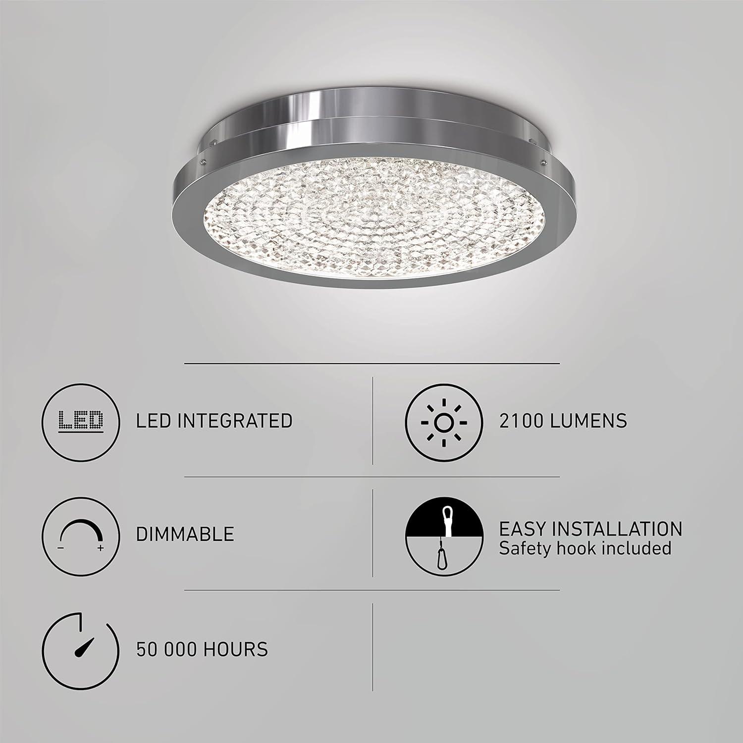 Chrome and Glass LED Flush Mount Ceiling Light