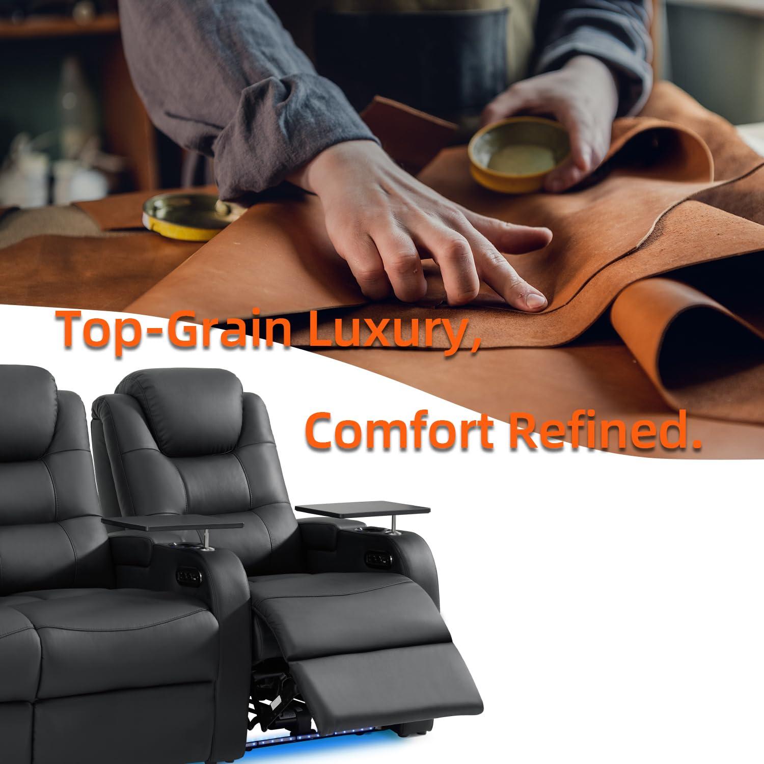 Orren Ellis Leather Home Theater Seating Dual Power Movie Theater Chairs Theater Recliner Sofa
