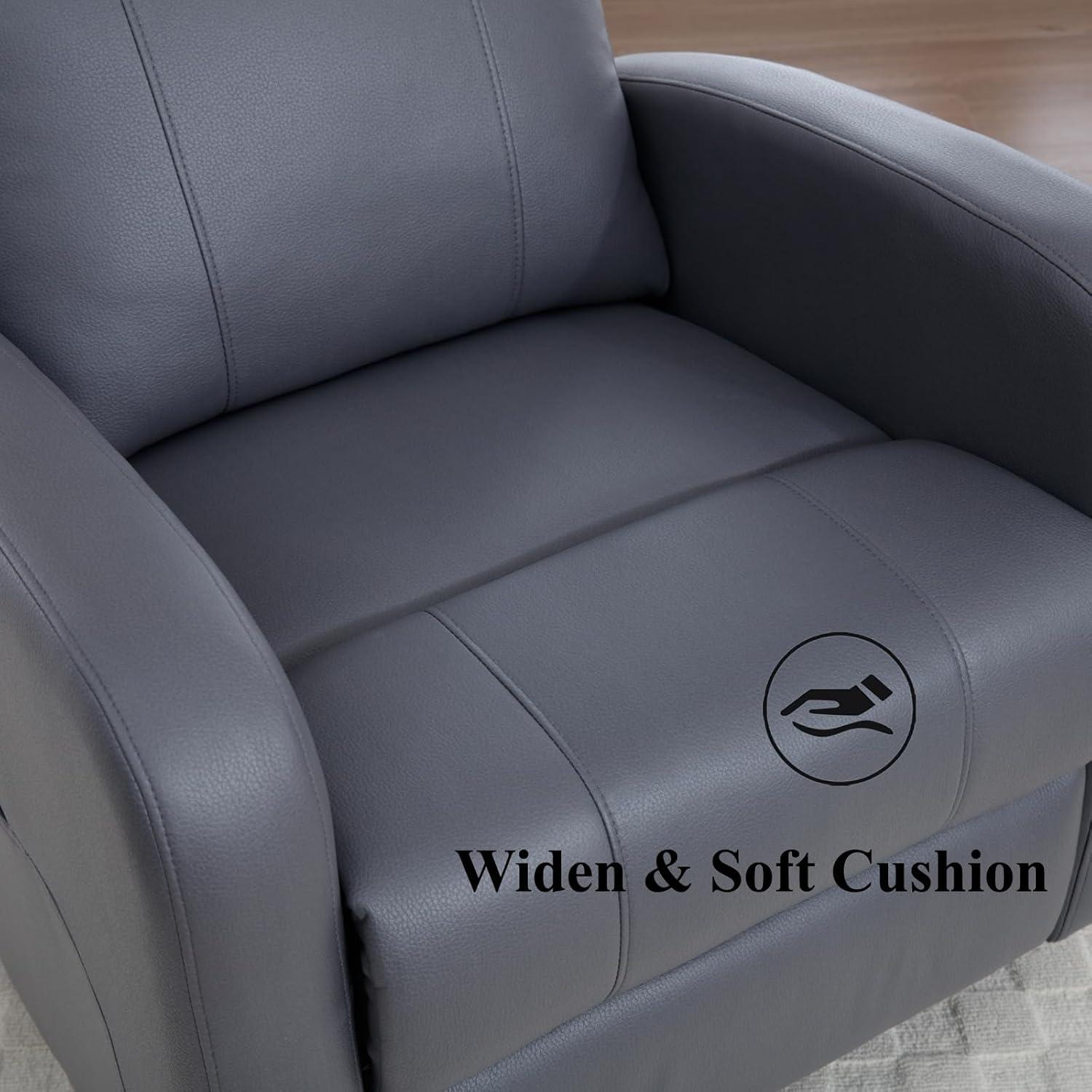 Aemeios Swivel Faux Leather Rocker Glider Power Rocking Recliner with USB and Type-C Ports, Gray