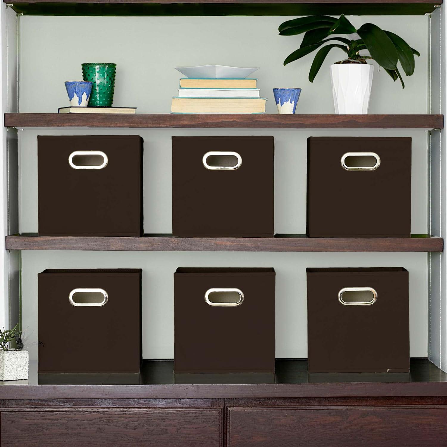 Household Essentials 6-Pack Chocolate Brown Fabric Cube Storage Bins