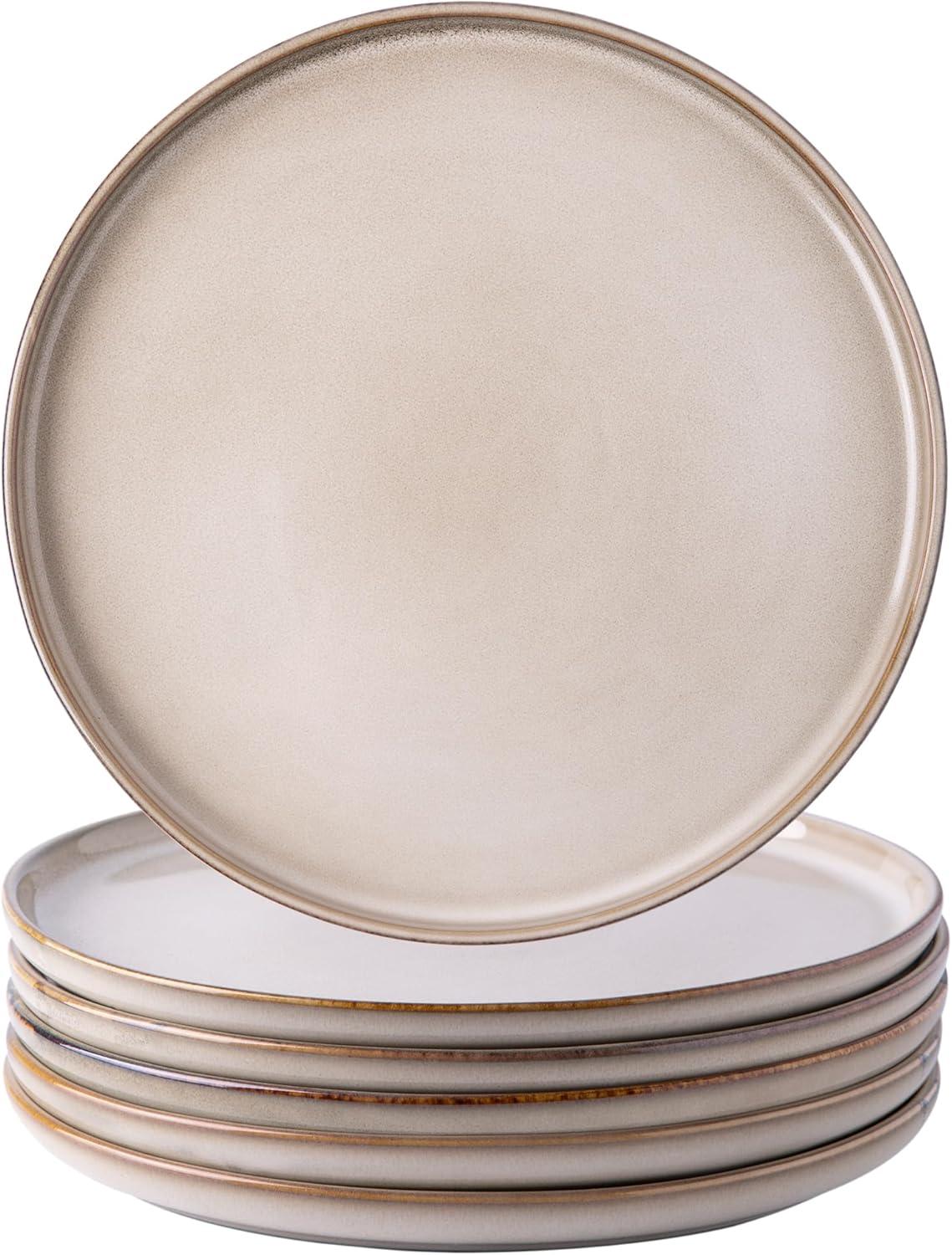 Beige Ceramic 10.5" Dinner Plates Set of 6