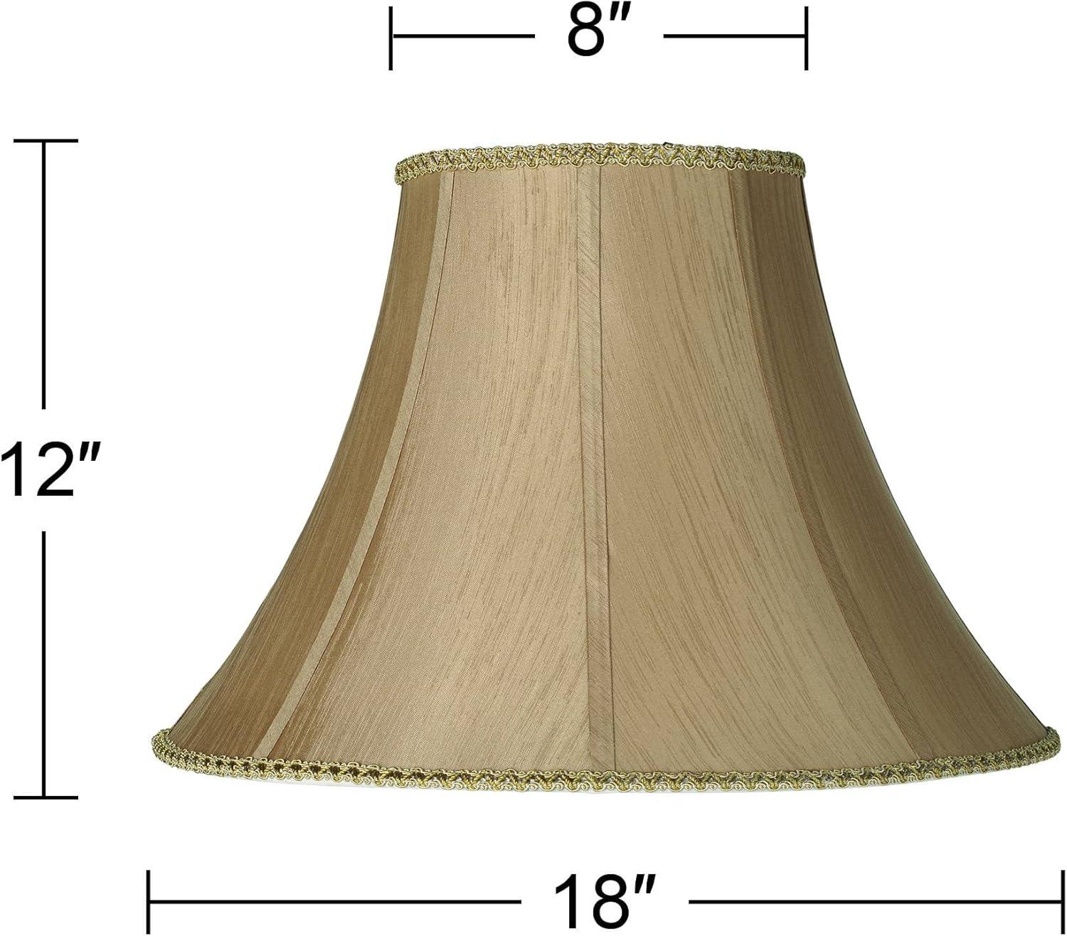 Earthen Gold Large Round Bell Lamp Shade with Harp and Finial