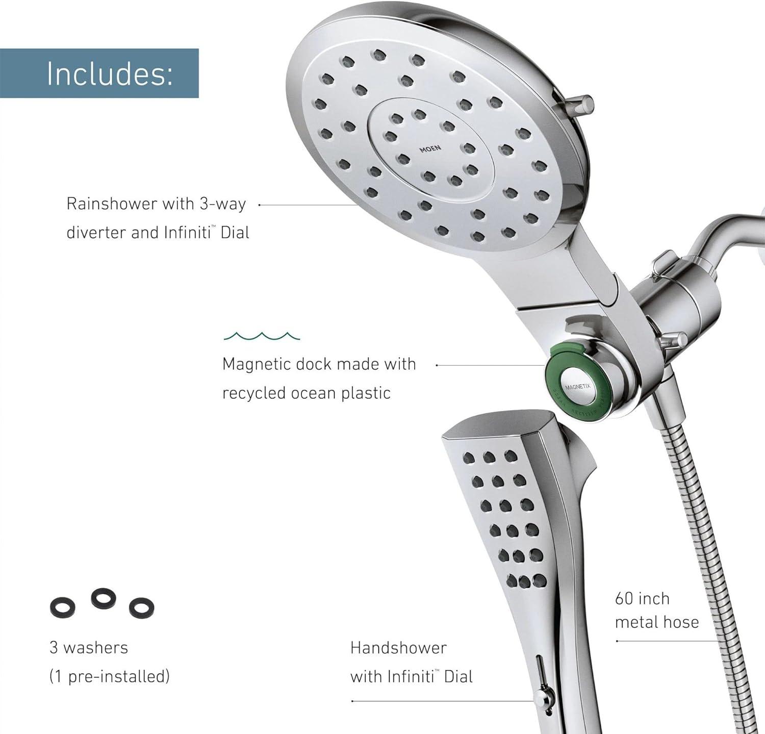 Verso 1.75 GPM Rainshower/Handshower Combination with Infiniti Dial and Magnetix Docking