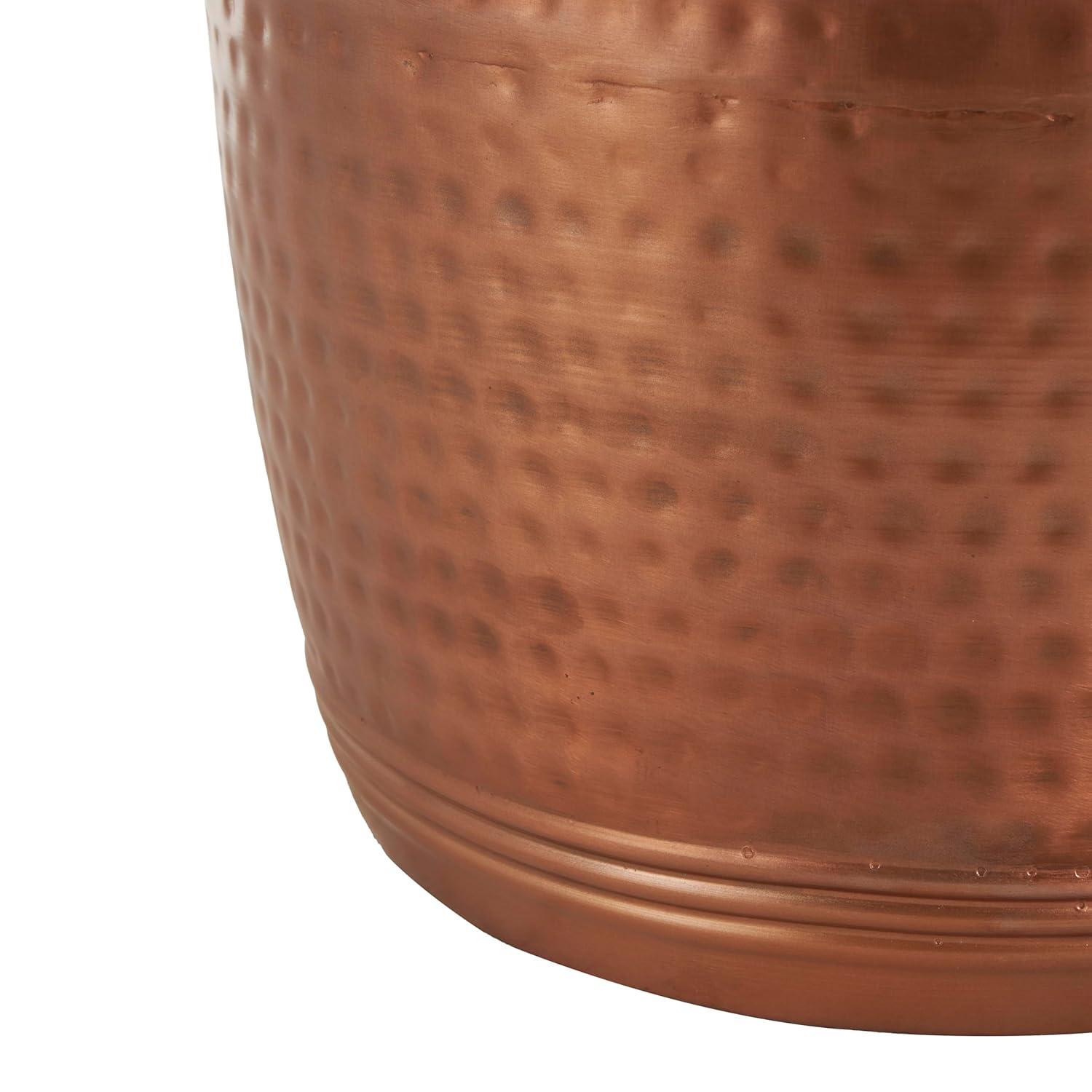 Metal Drum Copper Colored Accent Table - Olivia & May: Hammered Aluminum, Indoor Use, Fully Assembled