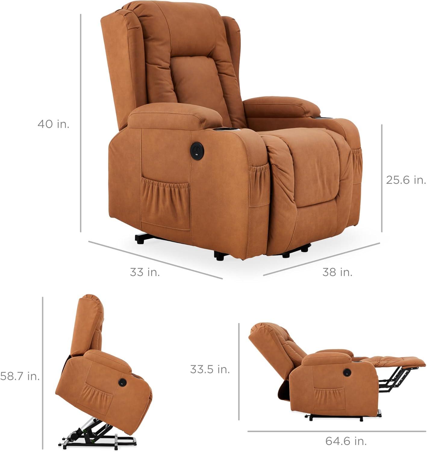 Hokku Designs Xola Electric Power Lift Recliner Massage Chair Furniture w/ USB Port, Heat, Cupholders