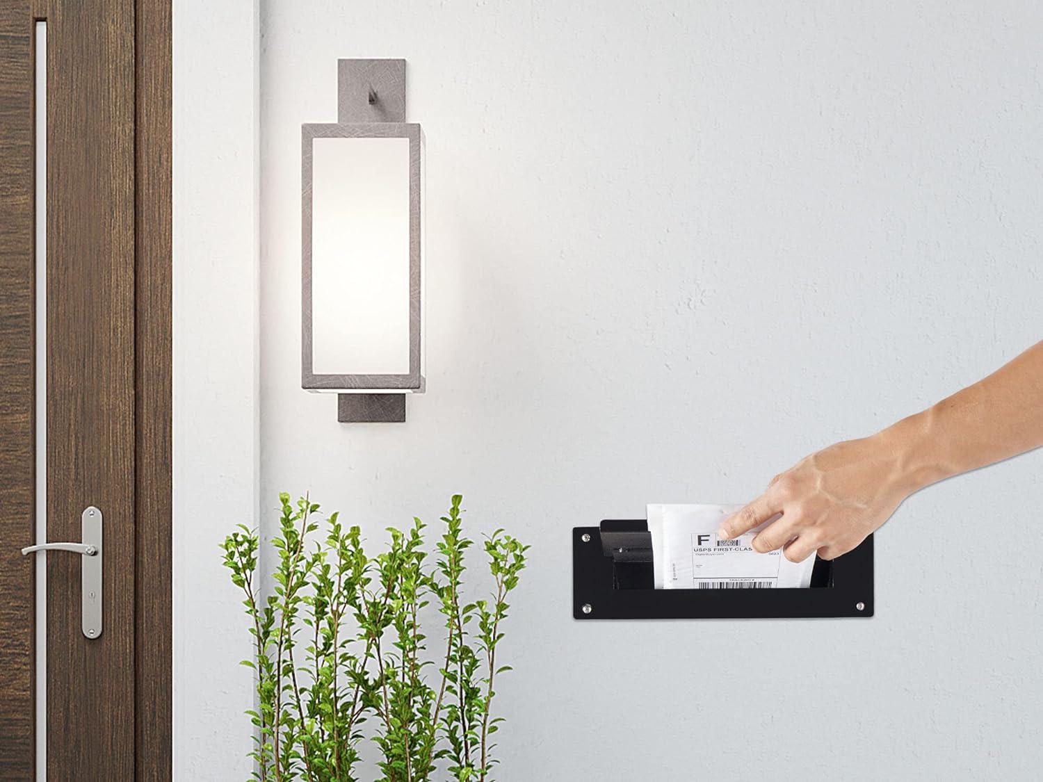 Black Steel Wall Mount Mail Slot with Lock