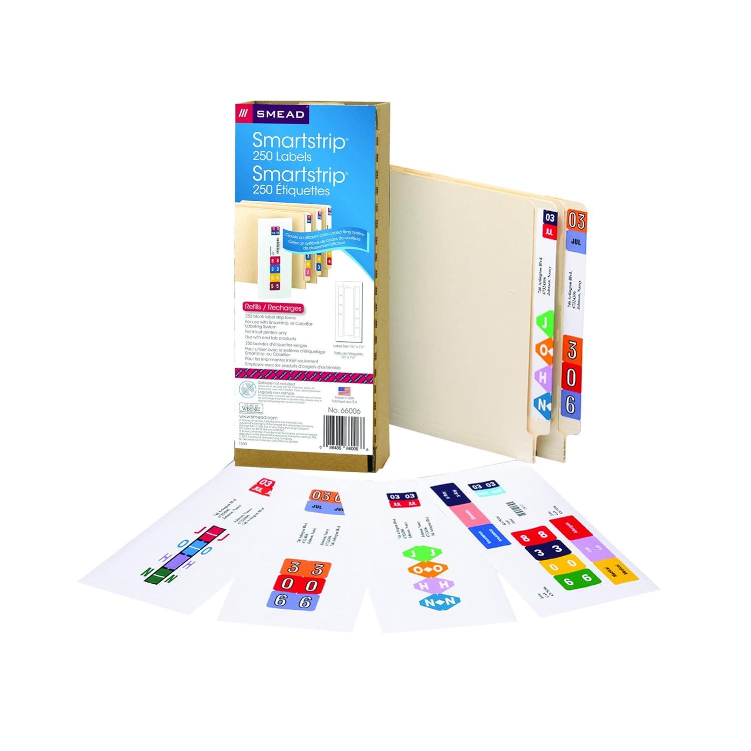 Smead SmartStrip Refill Label Kit, 250 Label Forms/Pack, Inkjet -SMD66006