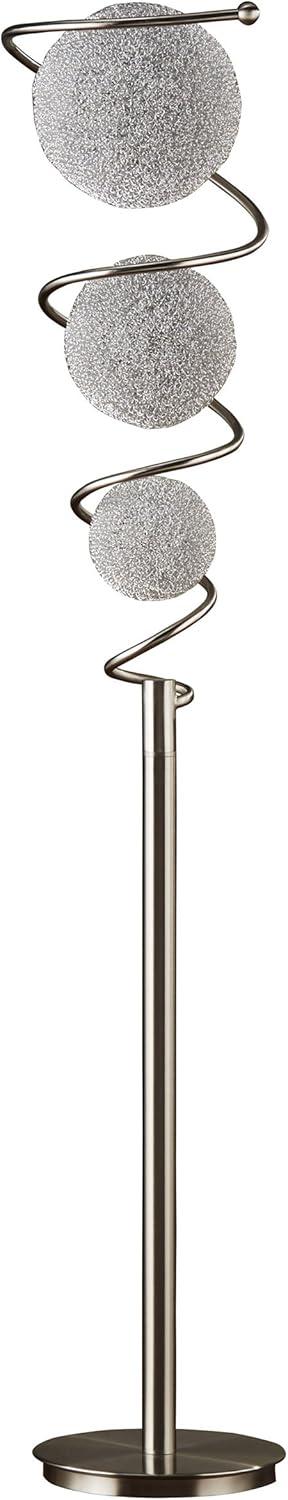 Diya Contemporary 65'' Satin Nickel Floor Lamp with 3 Sparkling Orbs