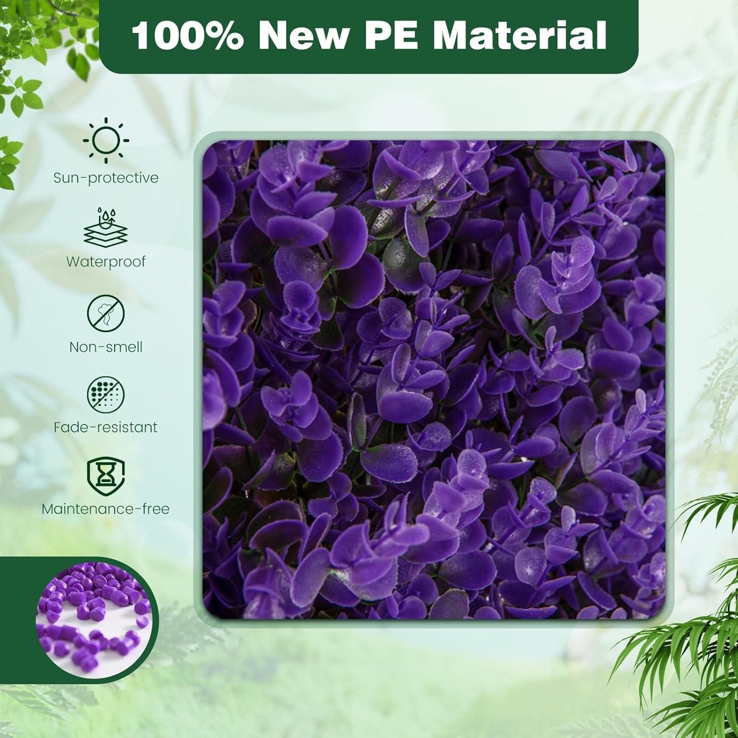 Tangkula Expandable Fence Privacy Screen Decorative Faux Purple Eucalyptus Fencing Panel