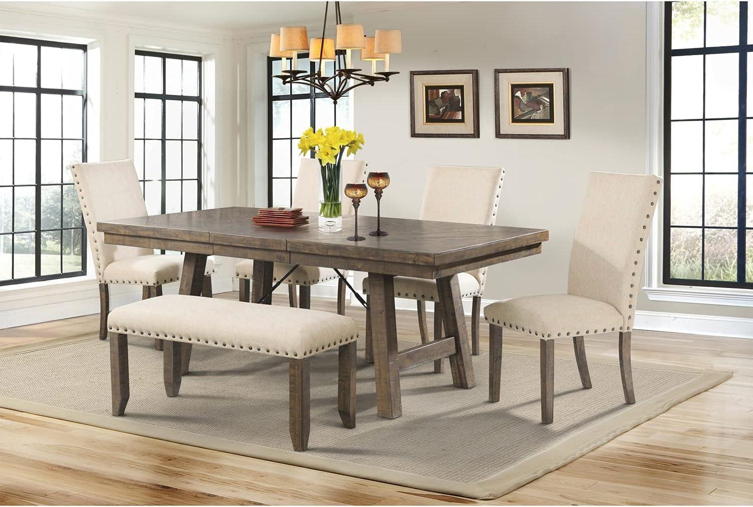 Dex 6pc Extendable Dining Table Set: Smokey Finish, Turnbuckle Detail - Picket House Furnishings