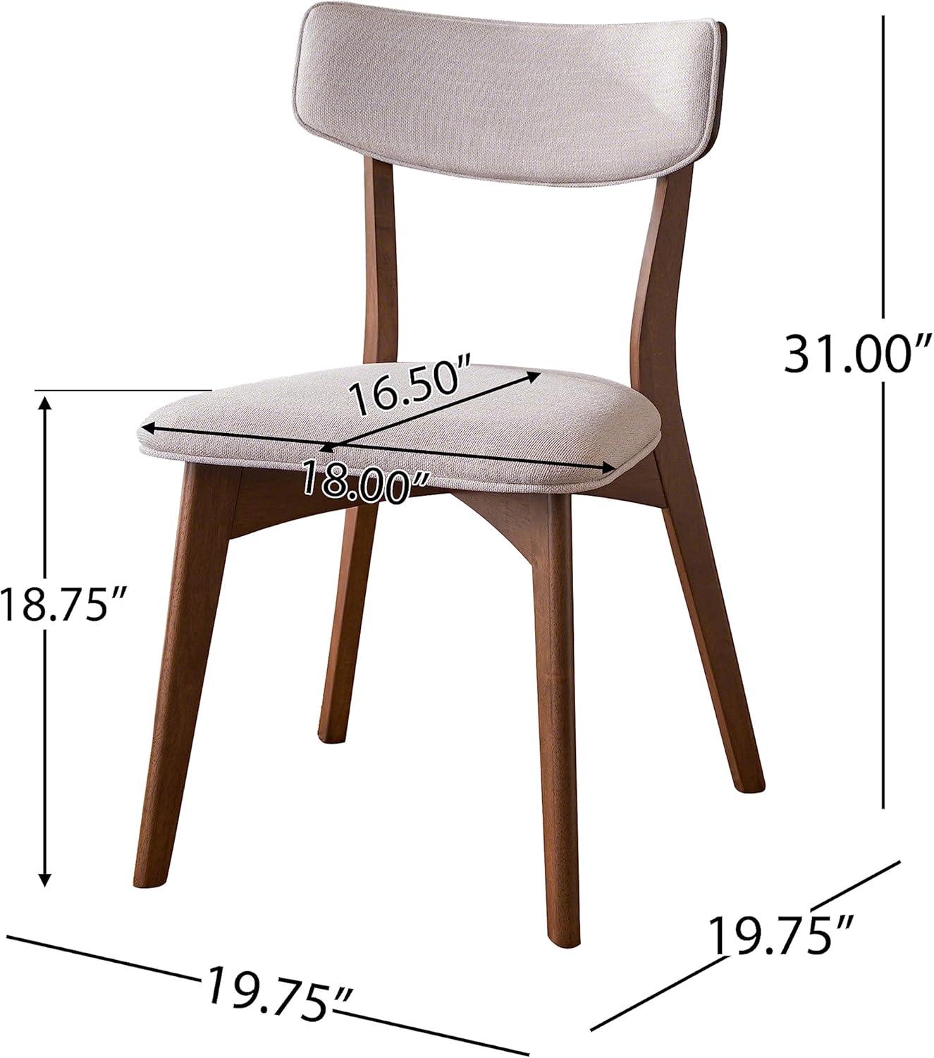 5pc Megann Mid Century Wood Dining Set Walnut/Dark Gray - Christopher Knight Home: Upholstered Chairs, Seats 4