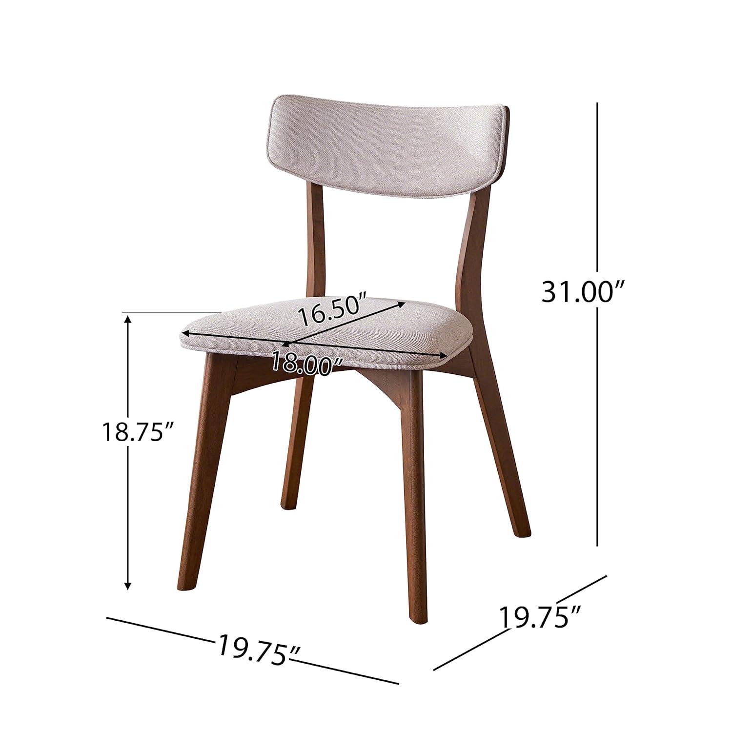 5pc Megann Mid Century Wood Dining Set Walnut/Dark Gray - Christopher Knight Home: Upholstered Chairs, Seats 4
