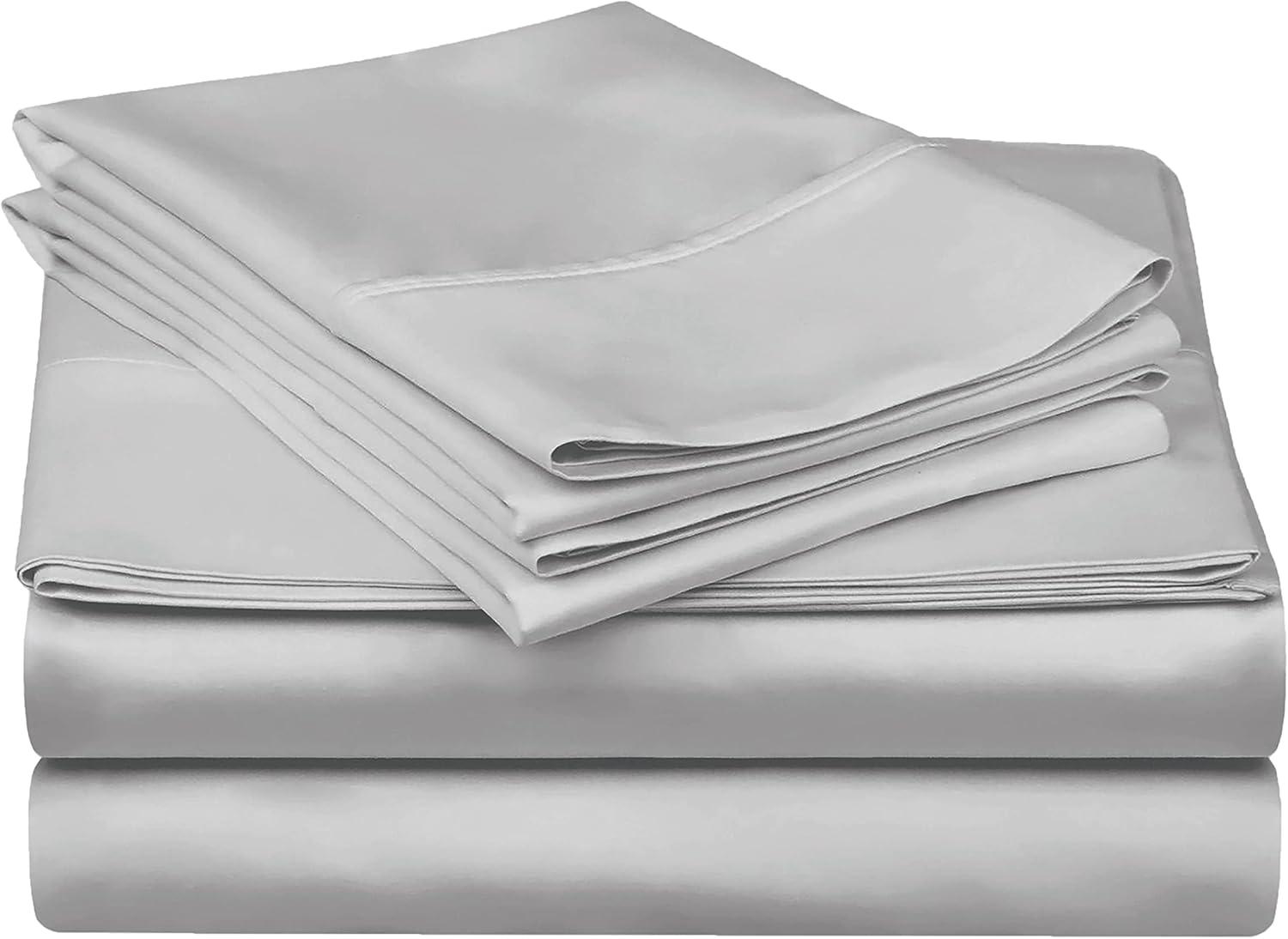 Superior Egyptian Cotton 300 Thread Count Bed Sheet Set, Twin XL, Light Grey