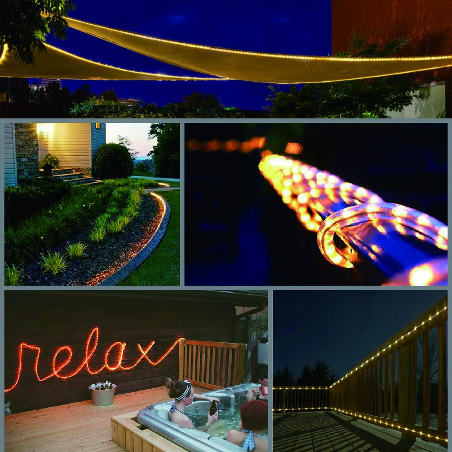 Led Strip Lights 16.4 Feet Outdoor Led Lights Waterproof 300 LEDs Flexible Led Light Strips Color Changing Music Sync RGB Rope Light with Remote Smart Led Lights for Bedroom Home Kitchen