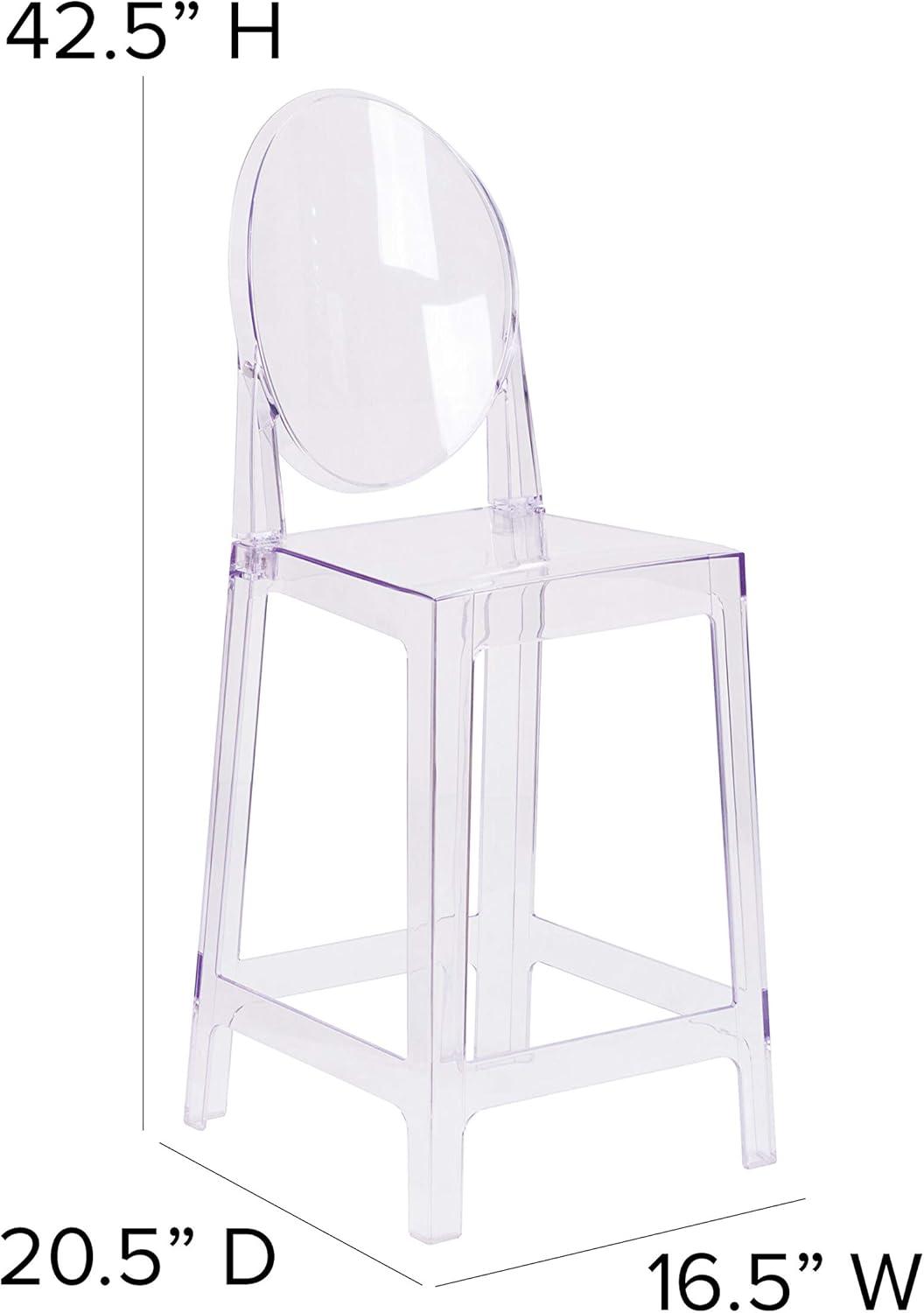 Flash Furniture Ghost Counter Stool with Oval Back in Transparent Crystal