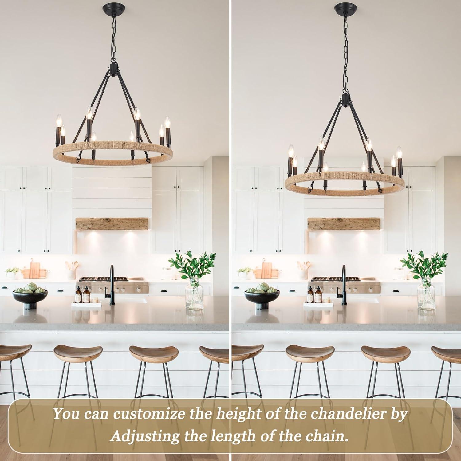 8 - Light Dimmable Wagon Wheel Chandelier