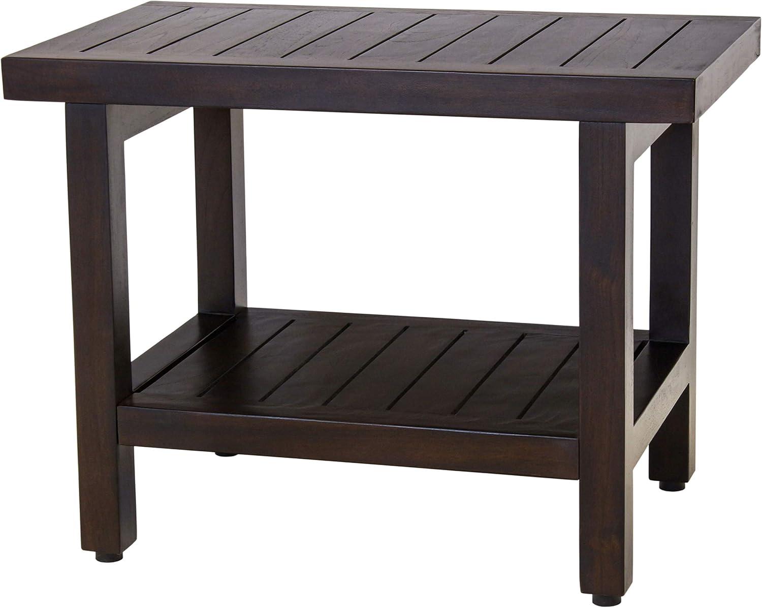 24" Spa™ Mocha Teak Shower Bench with Shelf