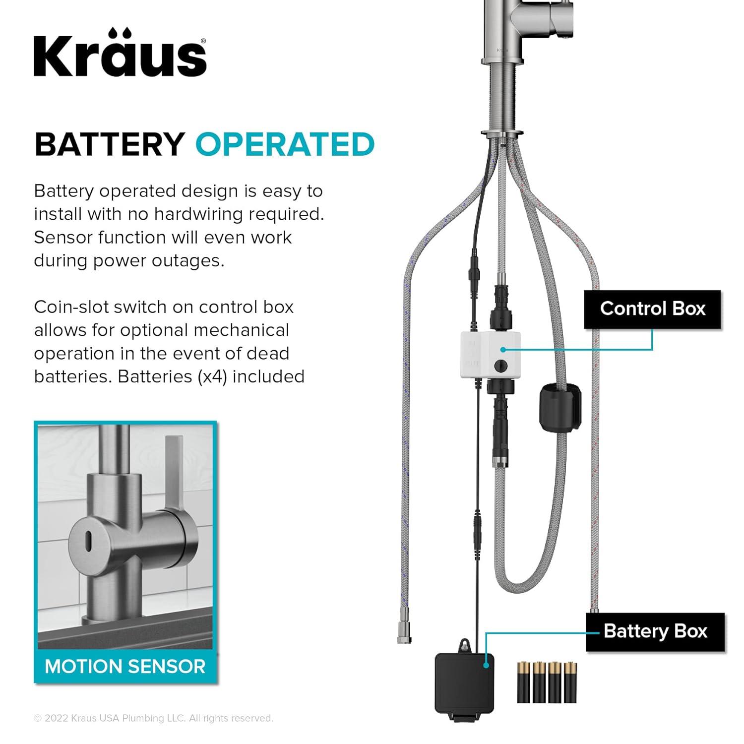 KRAUS Britt Touchless Sensor Commercial Single Handle Pull Down Kitchen Faucet