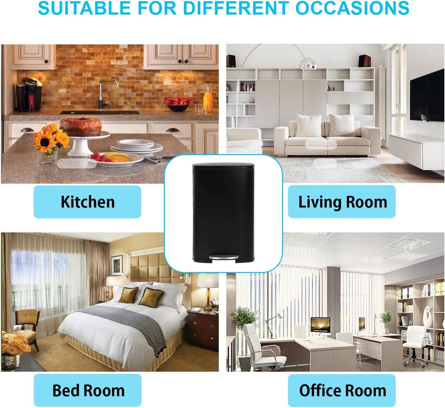 CL.HPAHKL 13 Gallon (50L)Trash Can ,Kitchen Trash Can, Stainless Steel with Lid, Foot Pedal and Inner Bucket, Fingerprint-Resistant Soft Close Lid Garbage Can, Pedal Rubbish Bin for Home Office