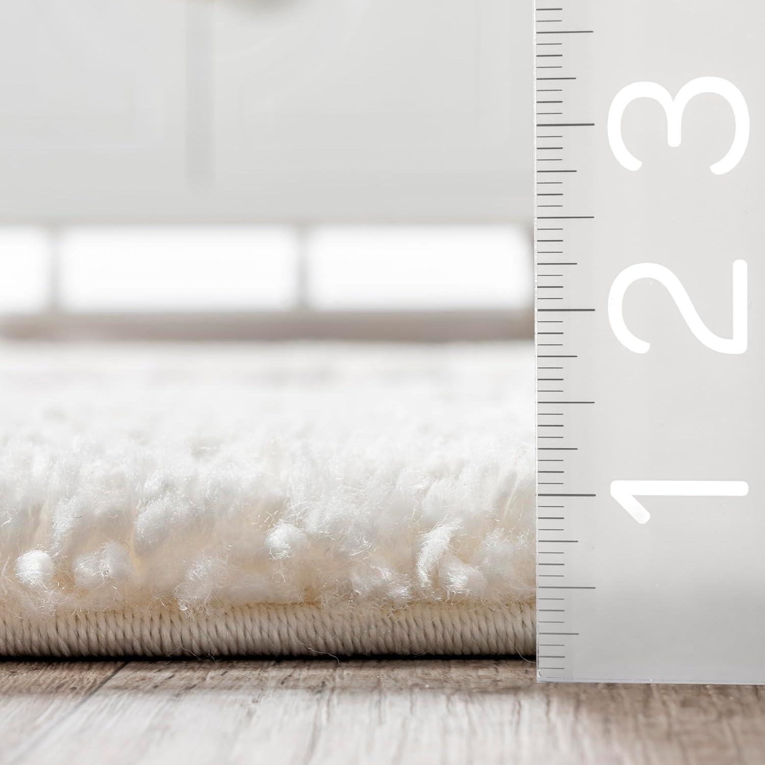 Nuloom Jocelyn Diamond 6 Square Shag Indoor Area Rug for Living Room Bedroom Dining Room Nursery, Off White/Ivory