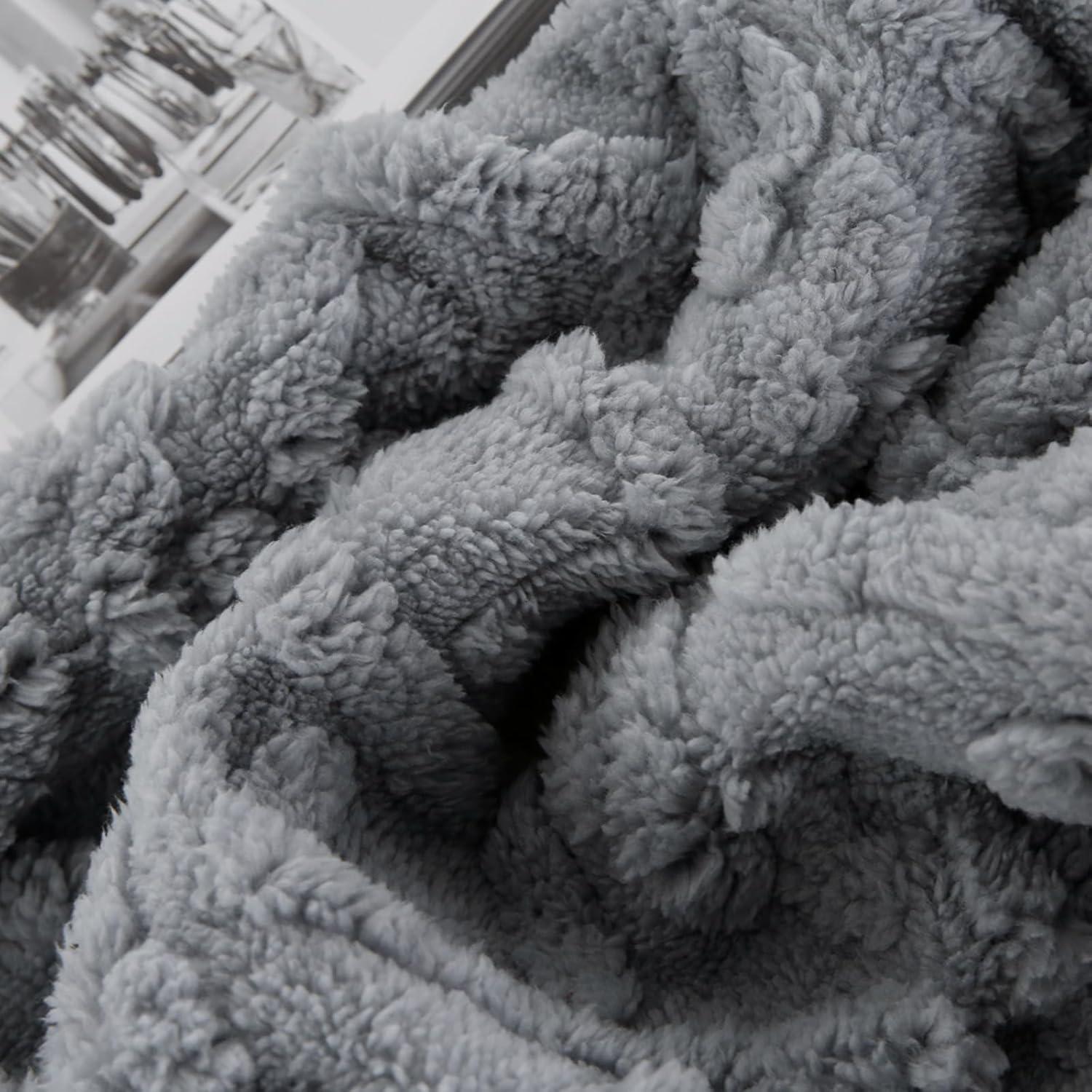 PU MEI Sherpa Throw Blanket for Couch Sofa 60”*80”- Fleece Tufted Fuzzy Soft Cozy Blanket for Bed, Thick Warm Blanket for All Seasons, (Dusty Blue, 60"*80")