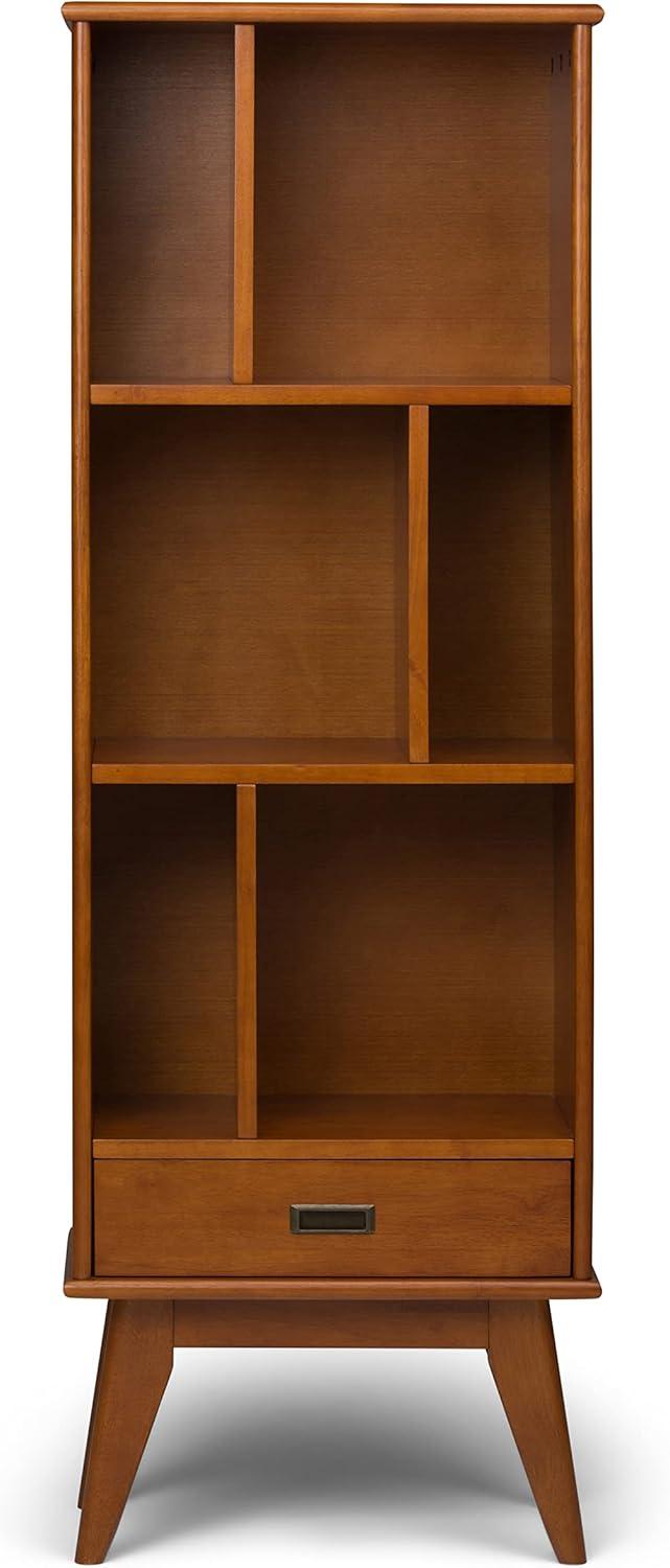Draper Mid Century Solid Teak Brown Bookcase with Storage