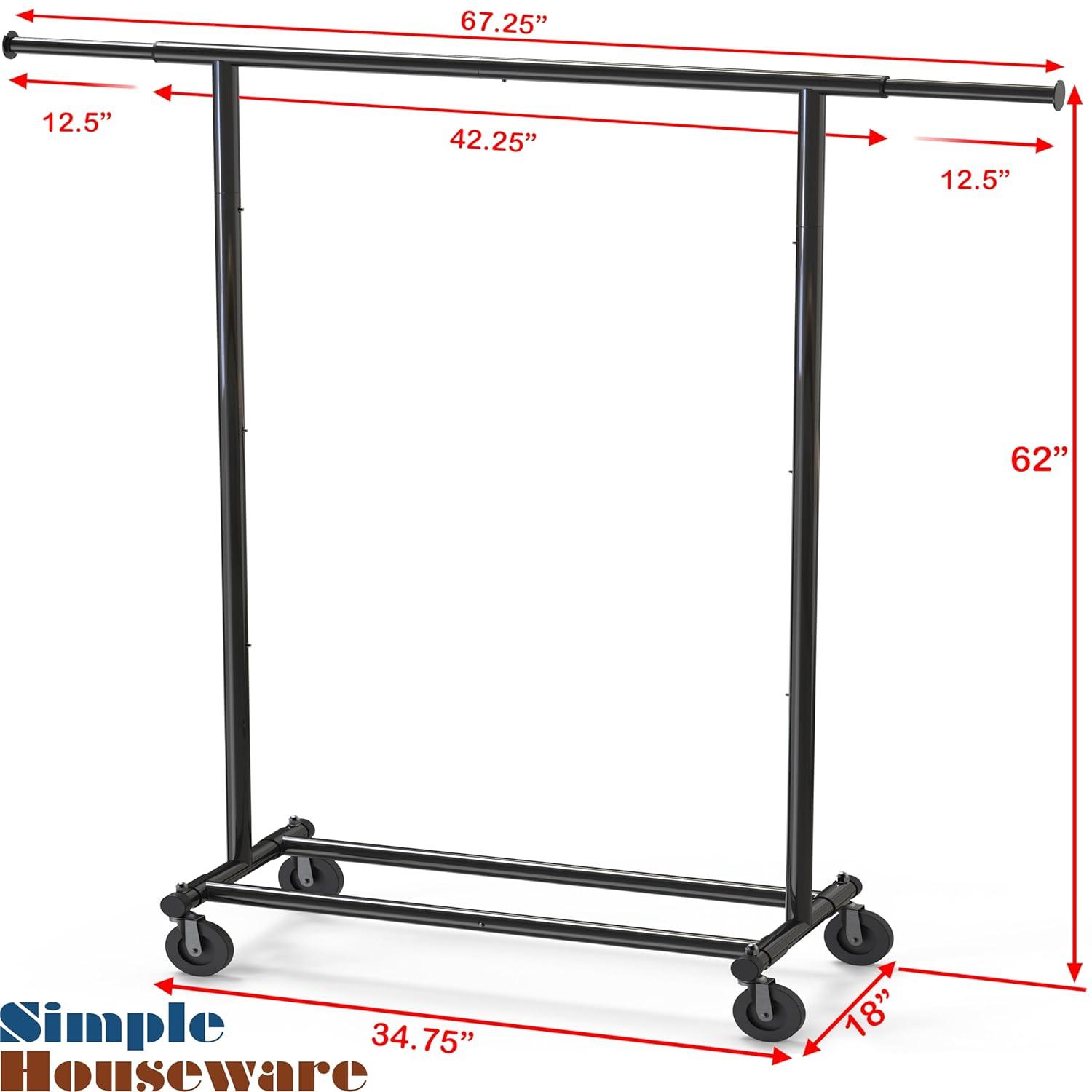 Chrome Rectangular Portable Clothing Garment Rack