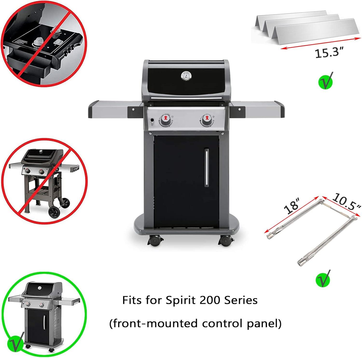 GasSaf 15.3inch Flavorizer Bar Replacement for Weber 7635, Spirit 200 Series, Spirit E-210, S-210, E-220, S-220 with Front Controls Panel, 3-Pack Stainless Steel Flavor Bar(15.3"x3.5"x2.5")