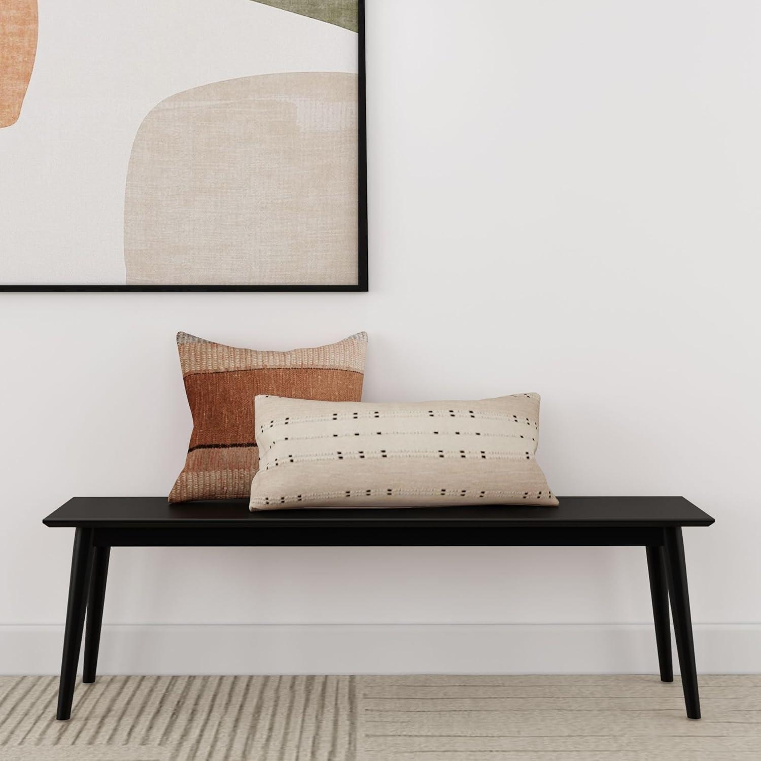 Plank+Beam 48" Mid Century Modern Dining Table, Solid Wood Kitchen & Dining Room Table for 4, Black